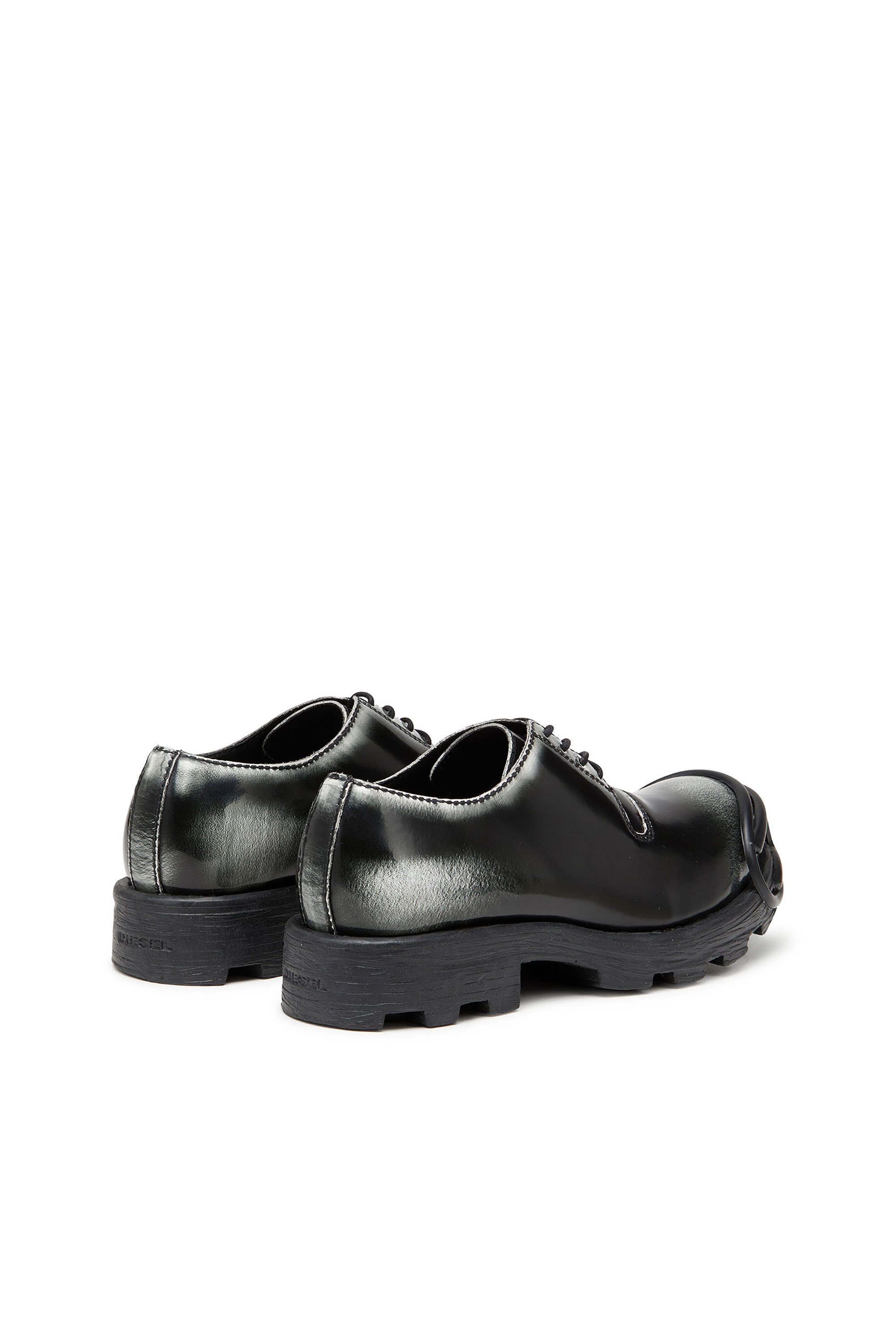 Diesel - D-HAMMER SO D, Male's D-Hammer-Derby shoes in shiny two-tone leather in ブラック/ホワイト - 3