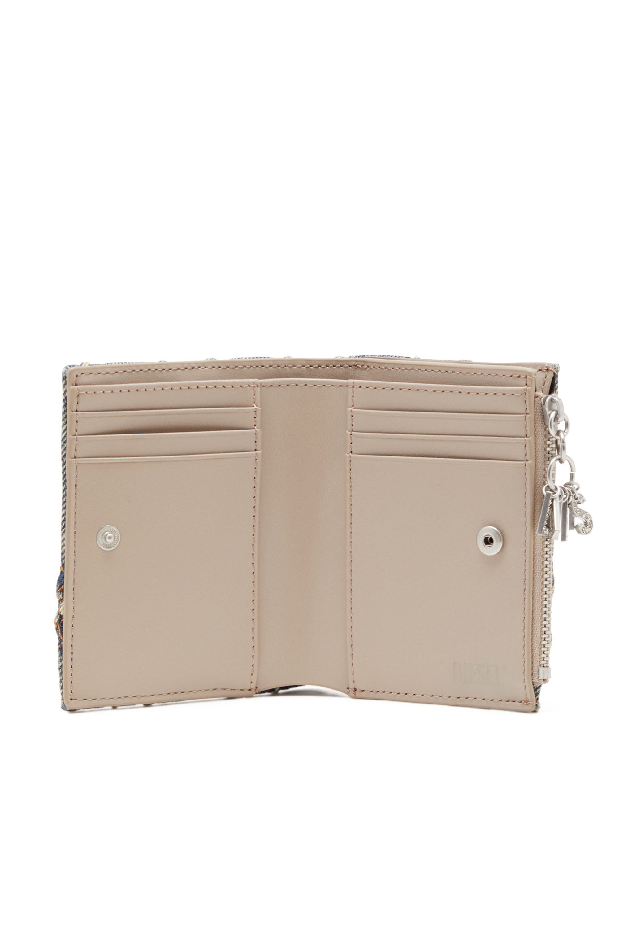 Diesel - CHARM D- BI FOLD ZIP II, Female's Small wallet in Argyle quilted denim in ブルー - 3