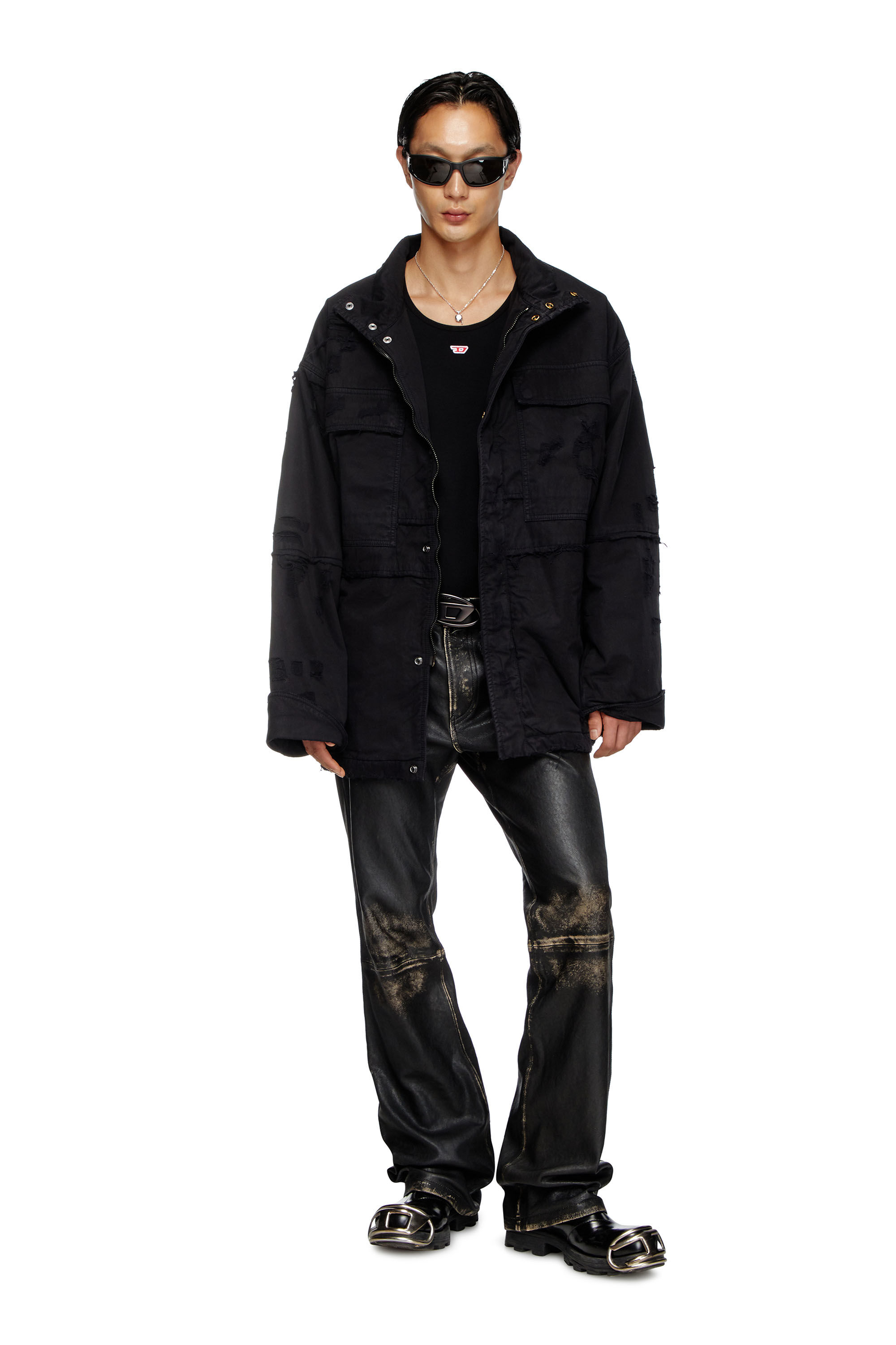 J-OISE Utility jacket in ripped dobby｜ブラック｜メンズ｜DIESEL