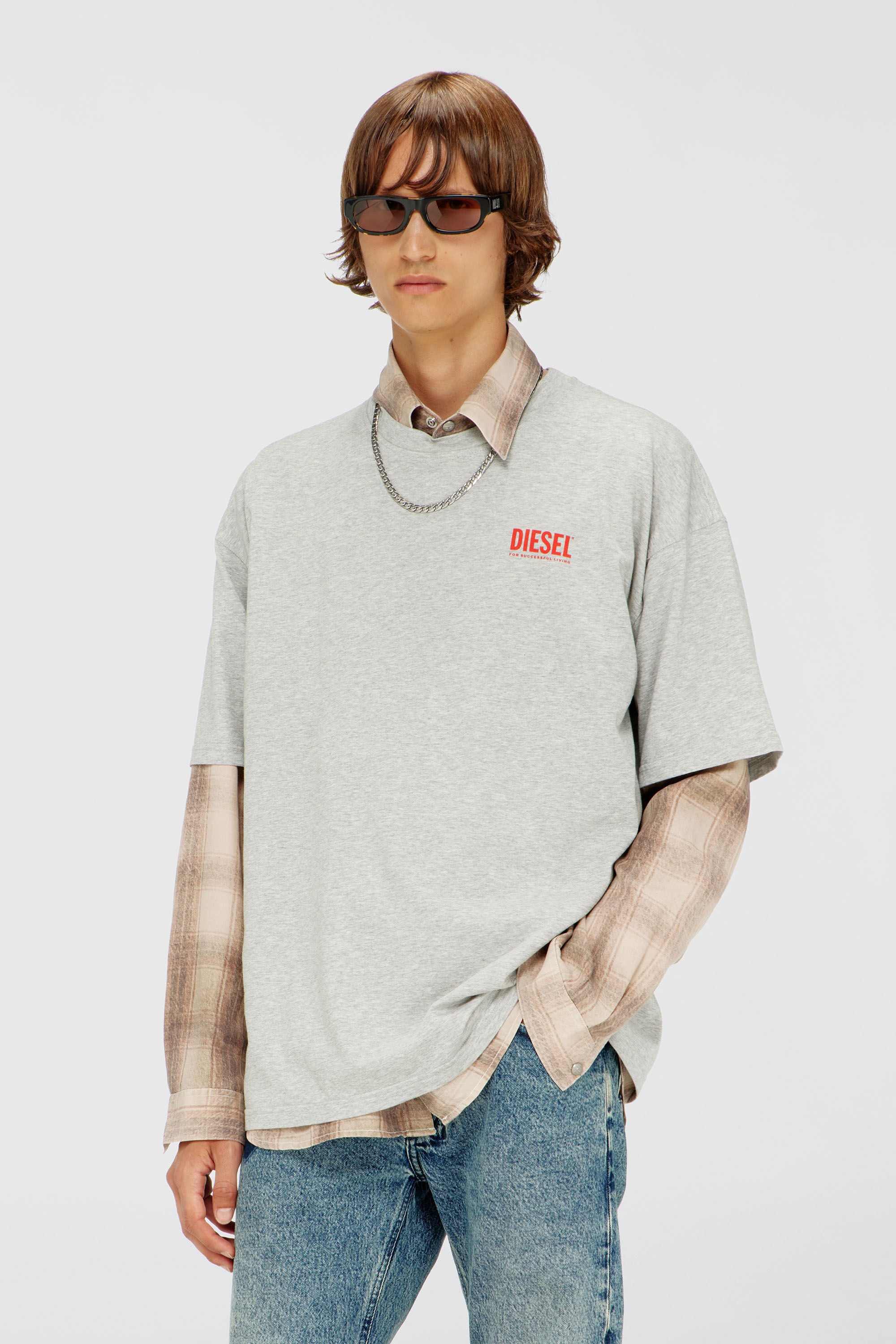 Diesel - T-BOXT-BISK, Male's Tシャツ in ライトグレー - 3