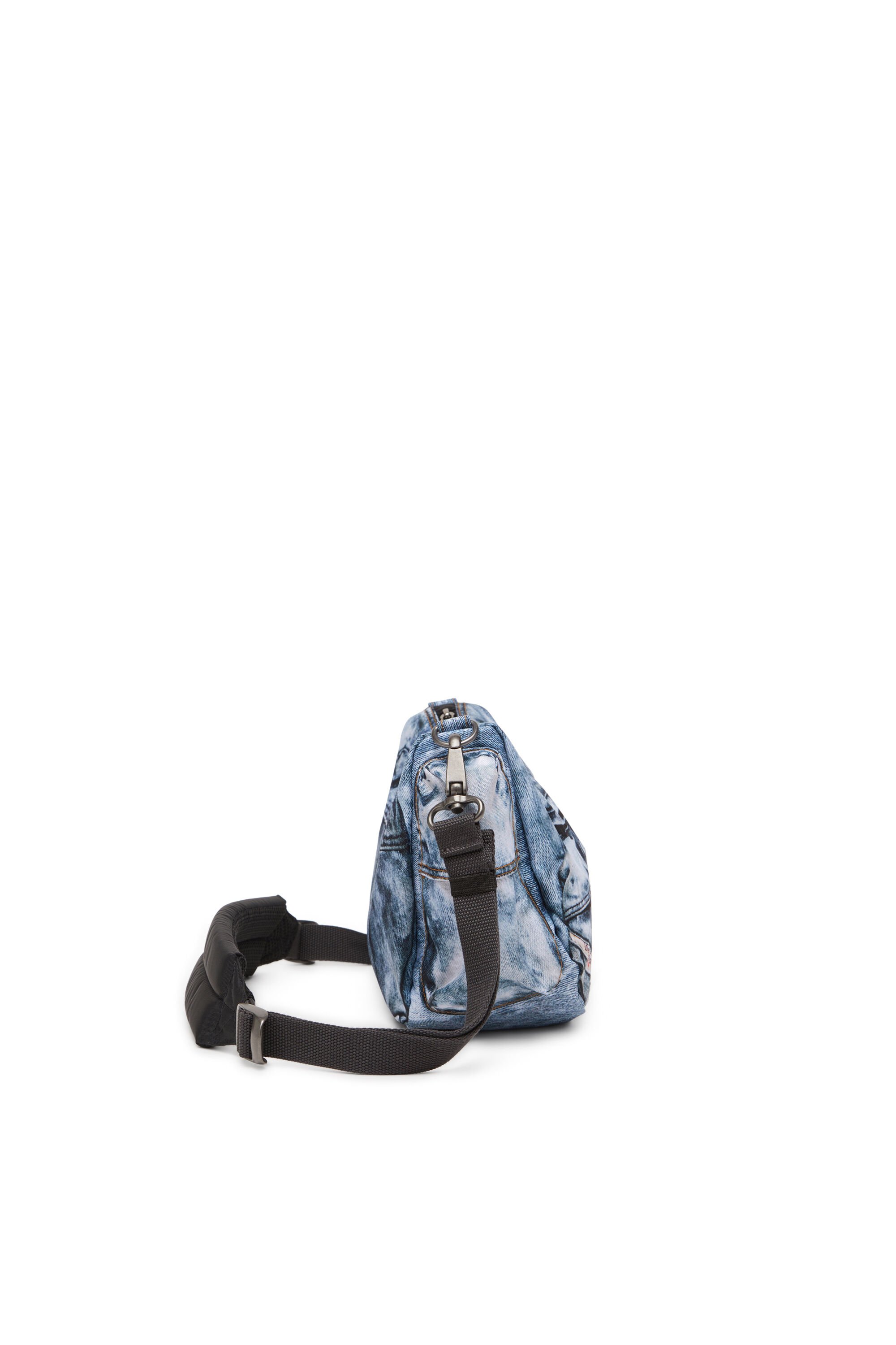 Diesel - DIESEL SHOULDER BAG, Unisex's Multipocket bag in trompe l'oeil denim in ブルー - 4