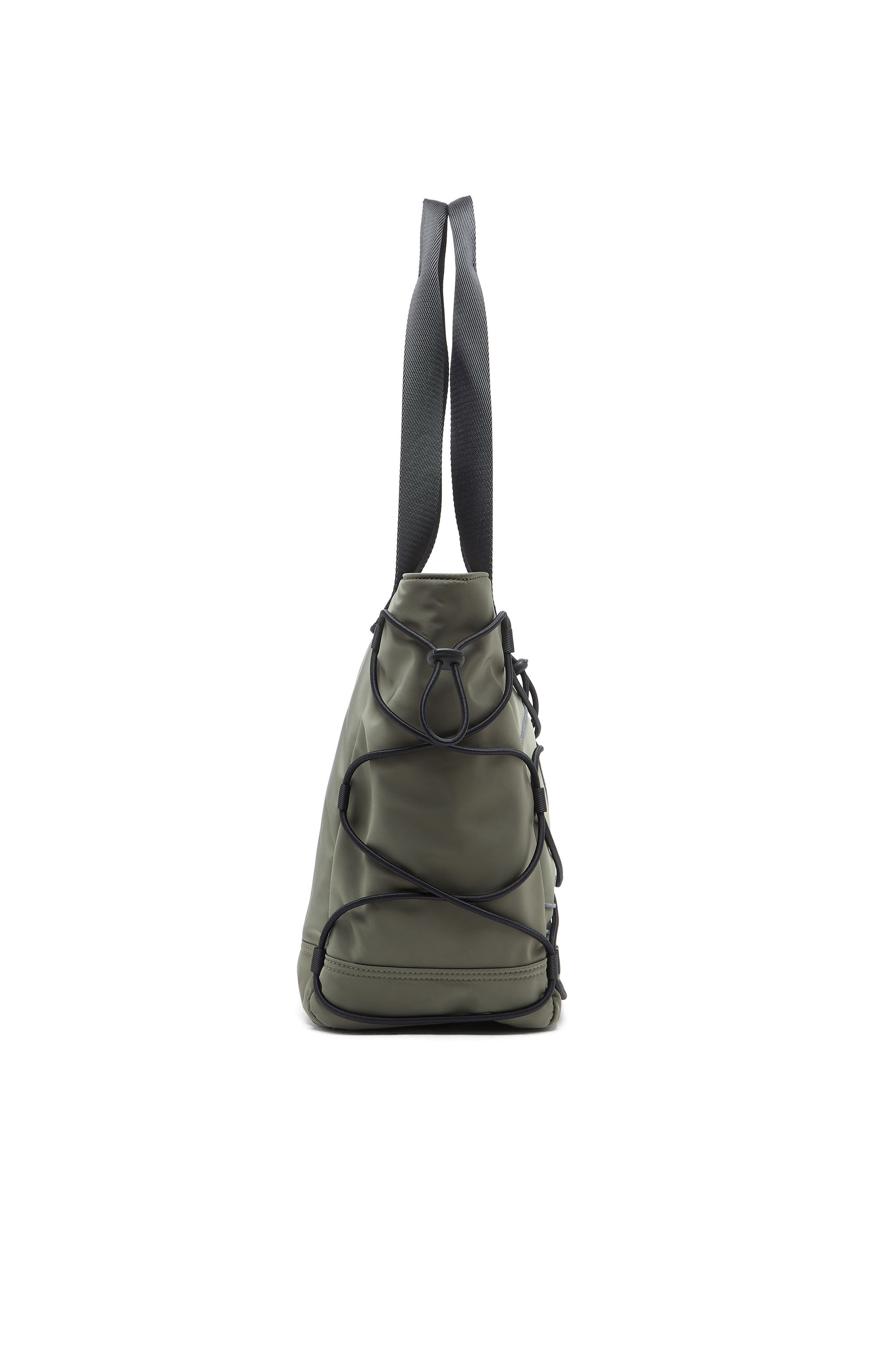 Diesel - TECH-D TOTE M X, Unisex's Tech-D-Nylon tote bag with reflective Oval D in オリーブグリーン - 4