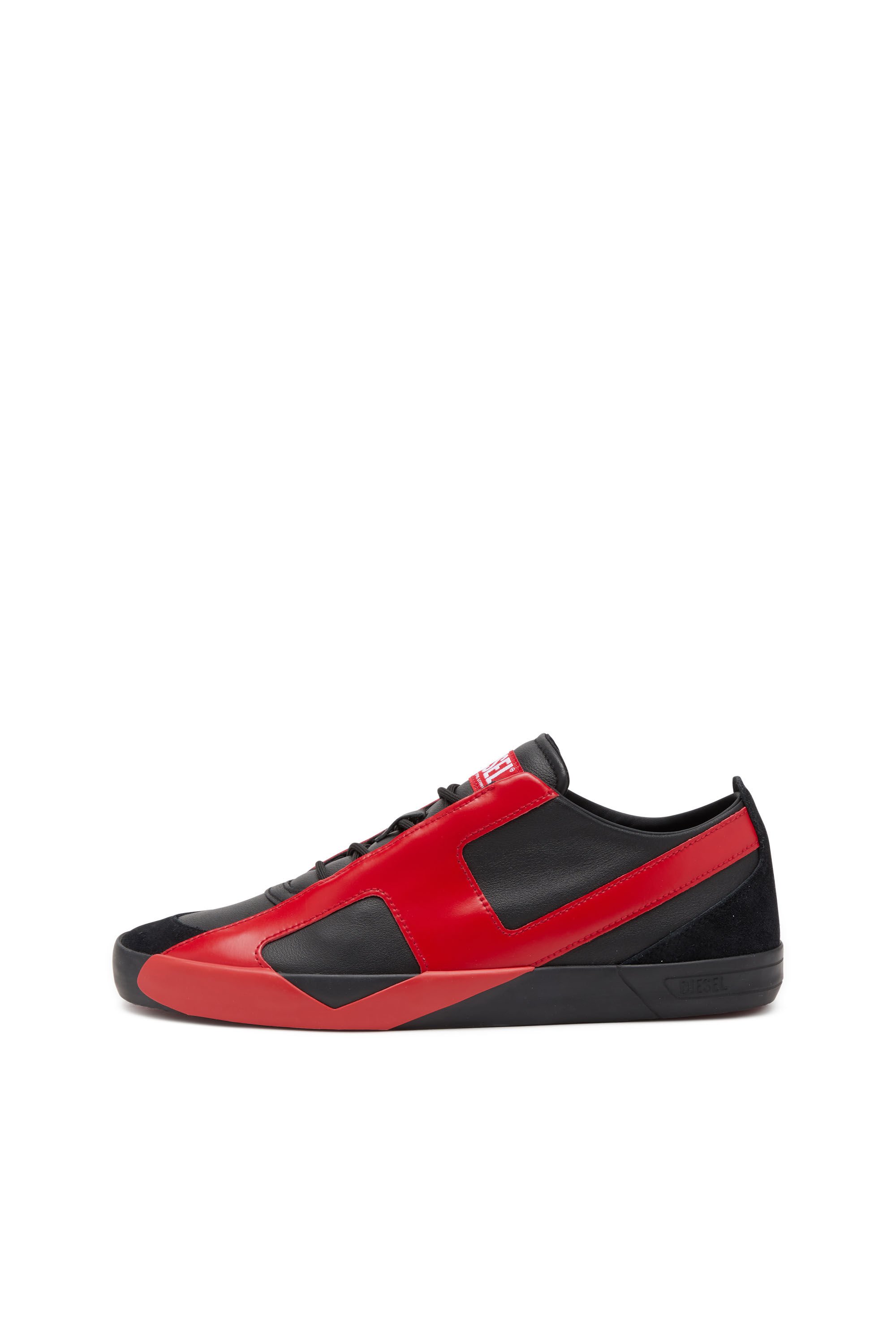 Diesel - S-SLANTE-D LOW, Male's S-Slante-D-Sneakers in suede and leather with D logo in ブラック/レッド - 8