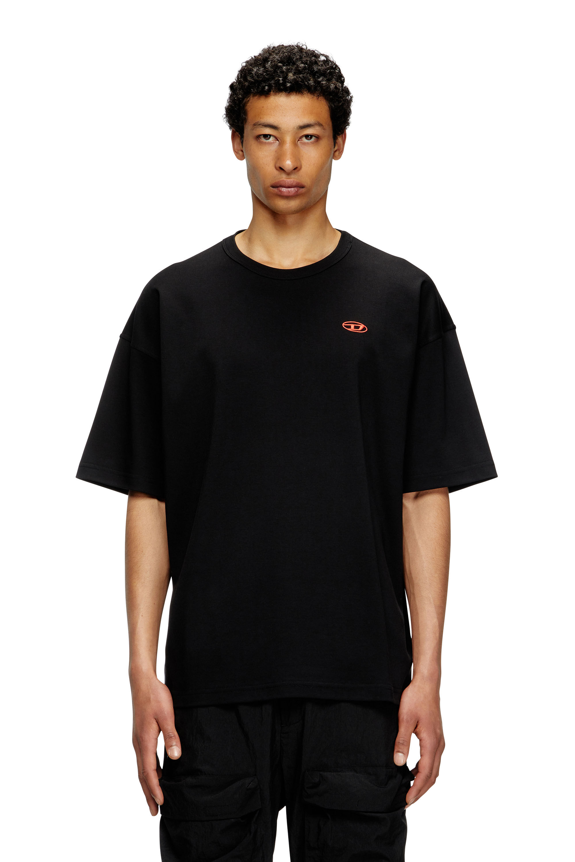 Diesel - T-BOXT-T6, Male's T-shirt with red Oval D in ブラック - 3