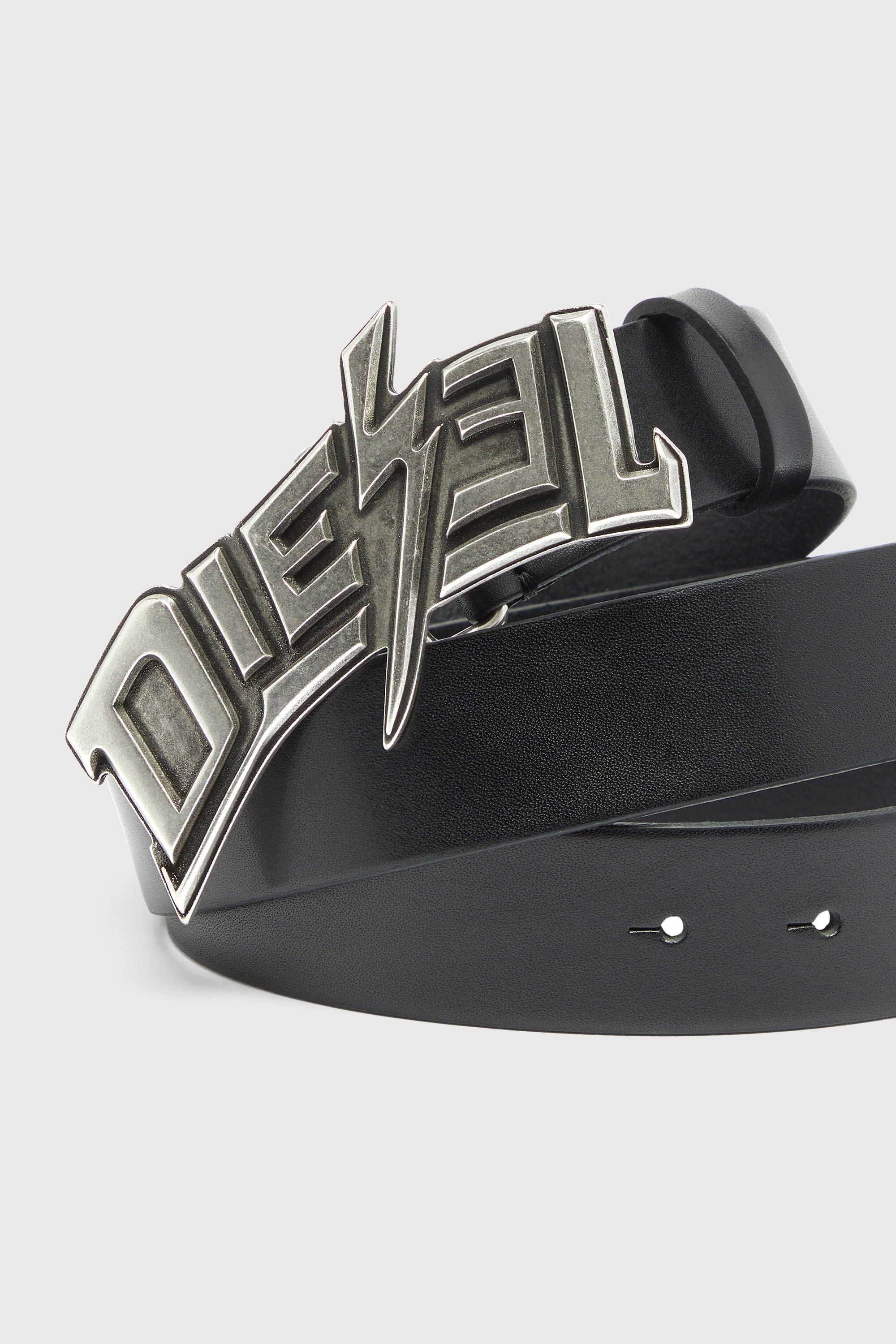 Diesel - B-LIGHTNING 35, Male's 4cm leather belt with lightning bolt buckle in ブラック - 3