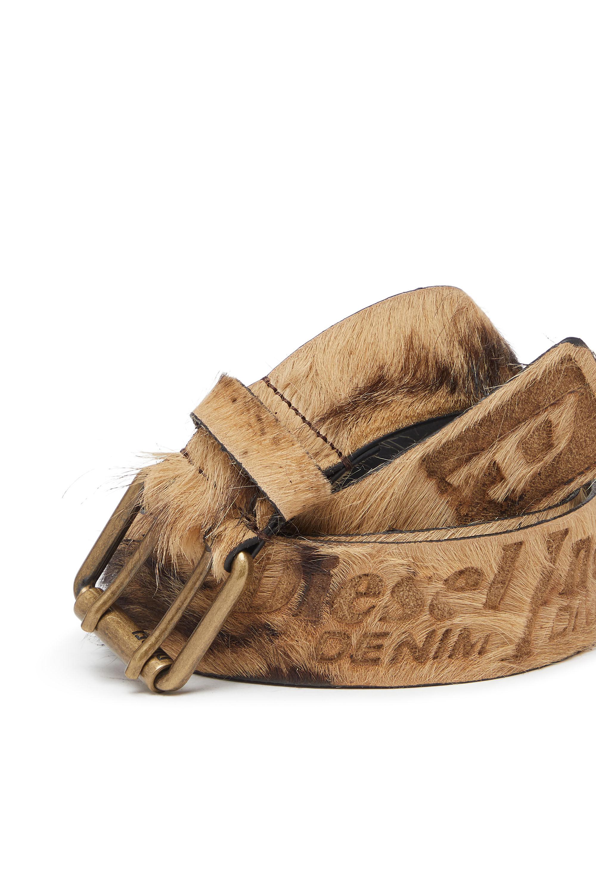 B-FLAG-D 4cm belt in long-hair leather｜ブラウン｜ウィメンズ｜DIESEL