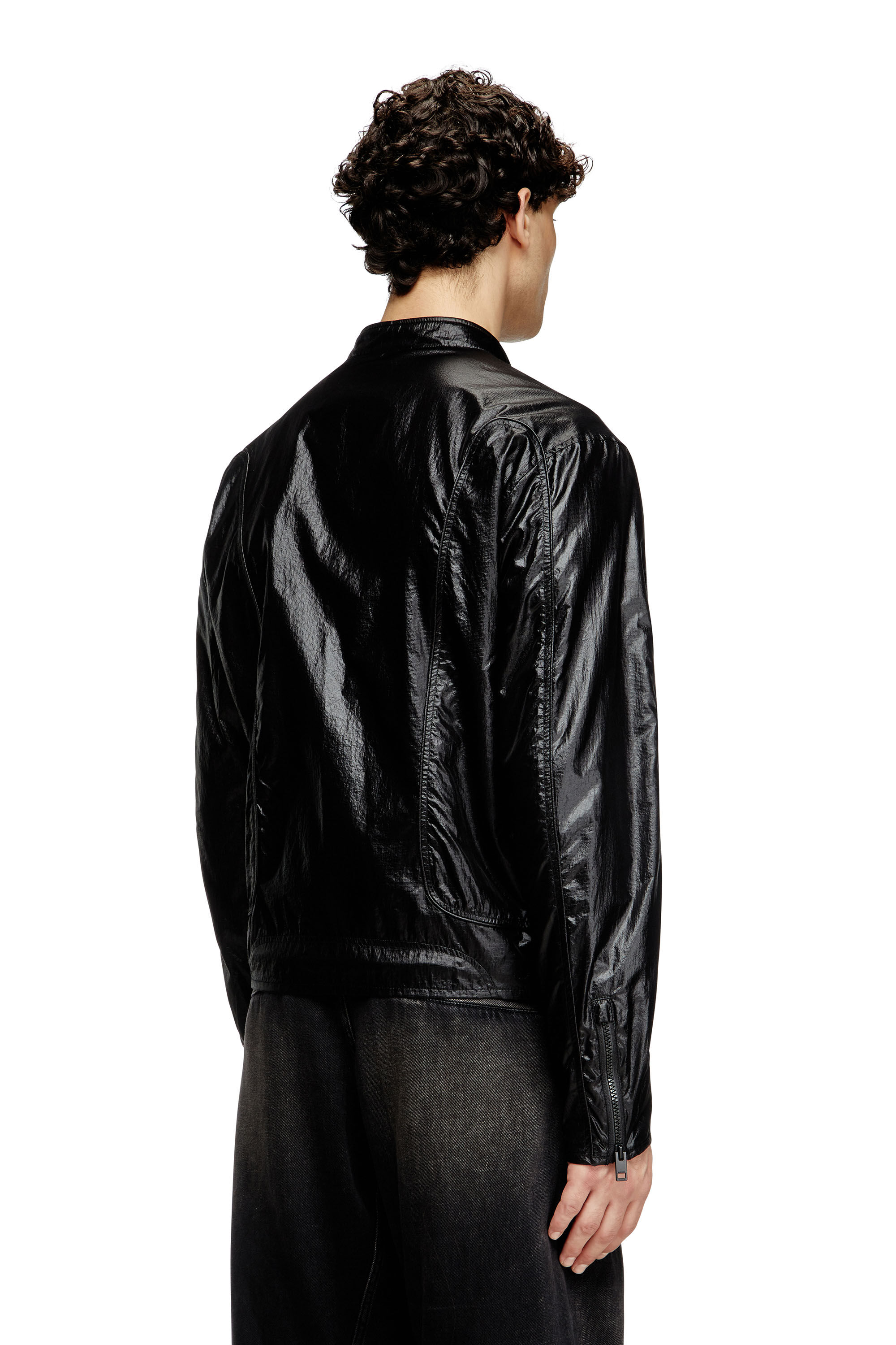 Diesel - J-CLAYS, Male's Biker jacket in shiny ripstop in ブラック - 5