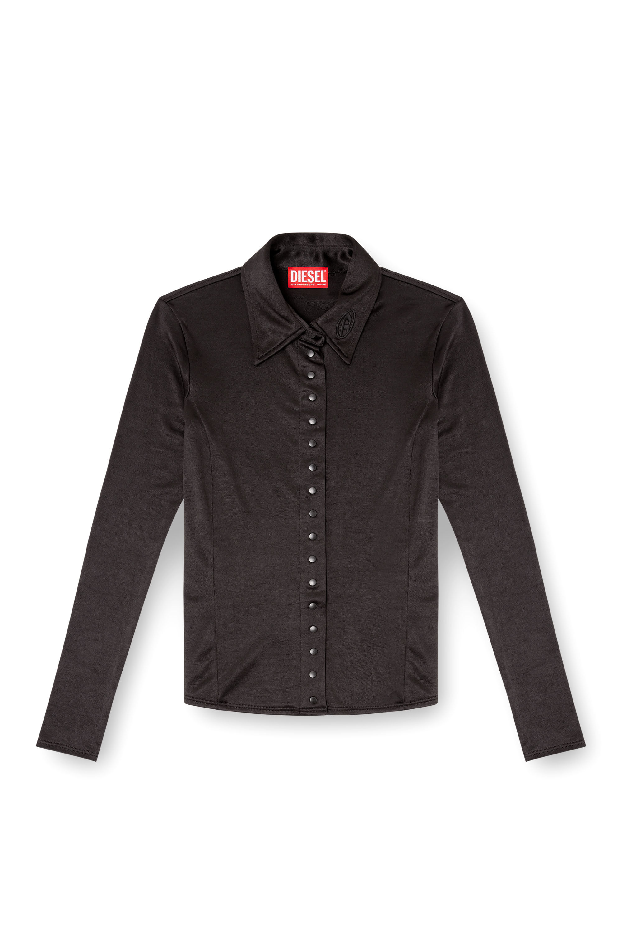 Diesel - C-ELAIA, Female's Fitted shirt in fluid acetate jersey in ブラック - 2