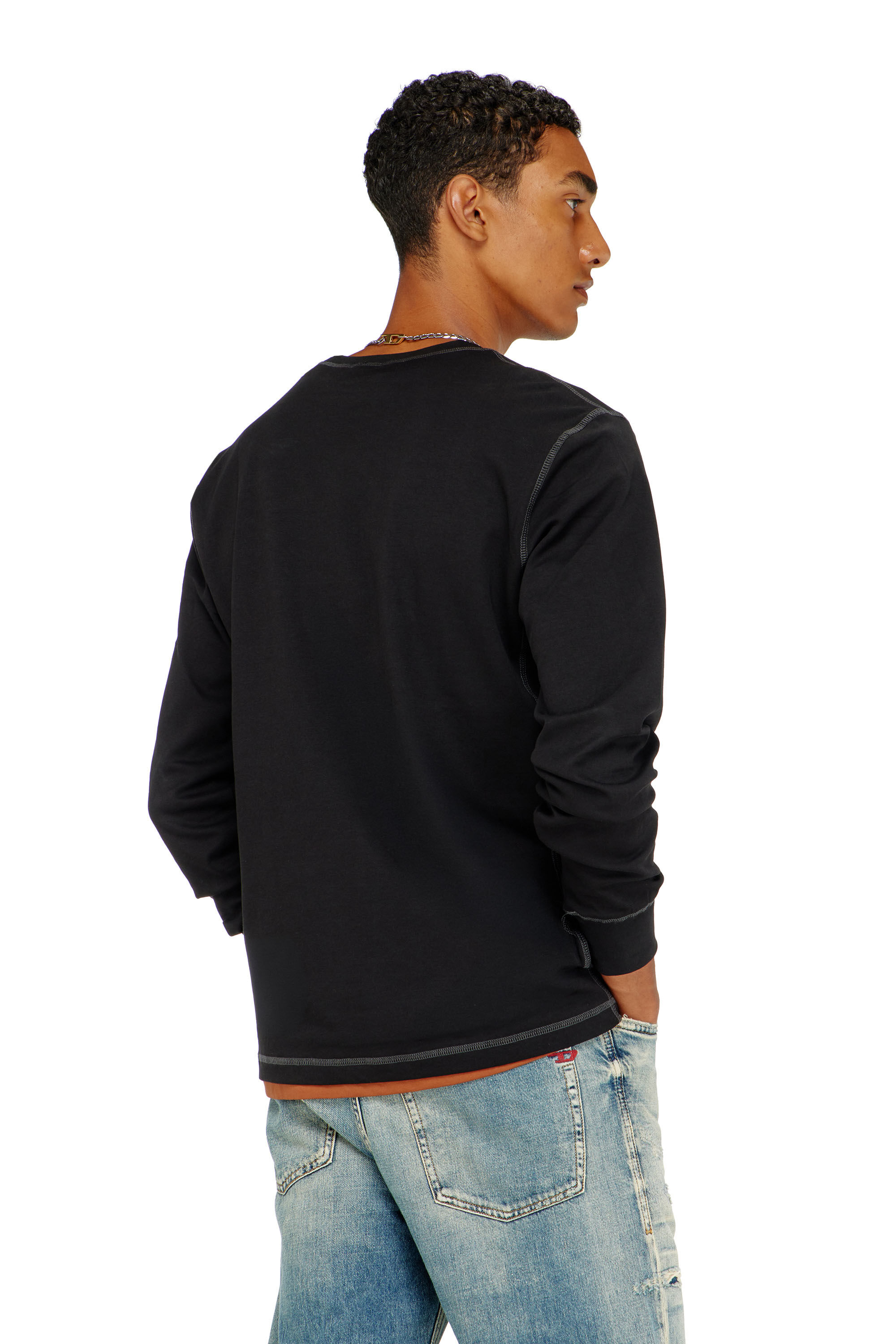 Diesel - T-MADJUST-LS-TR, Male's 長袖Tシャツ in ダークグレー - 4