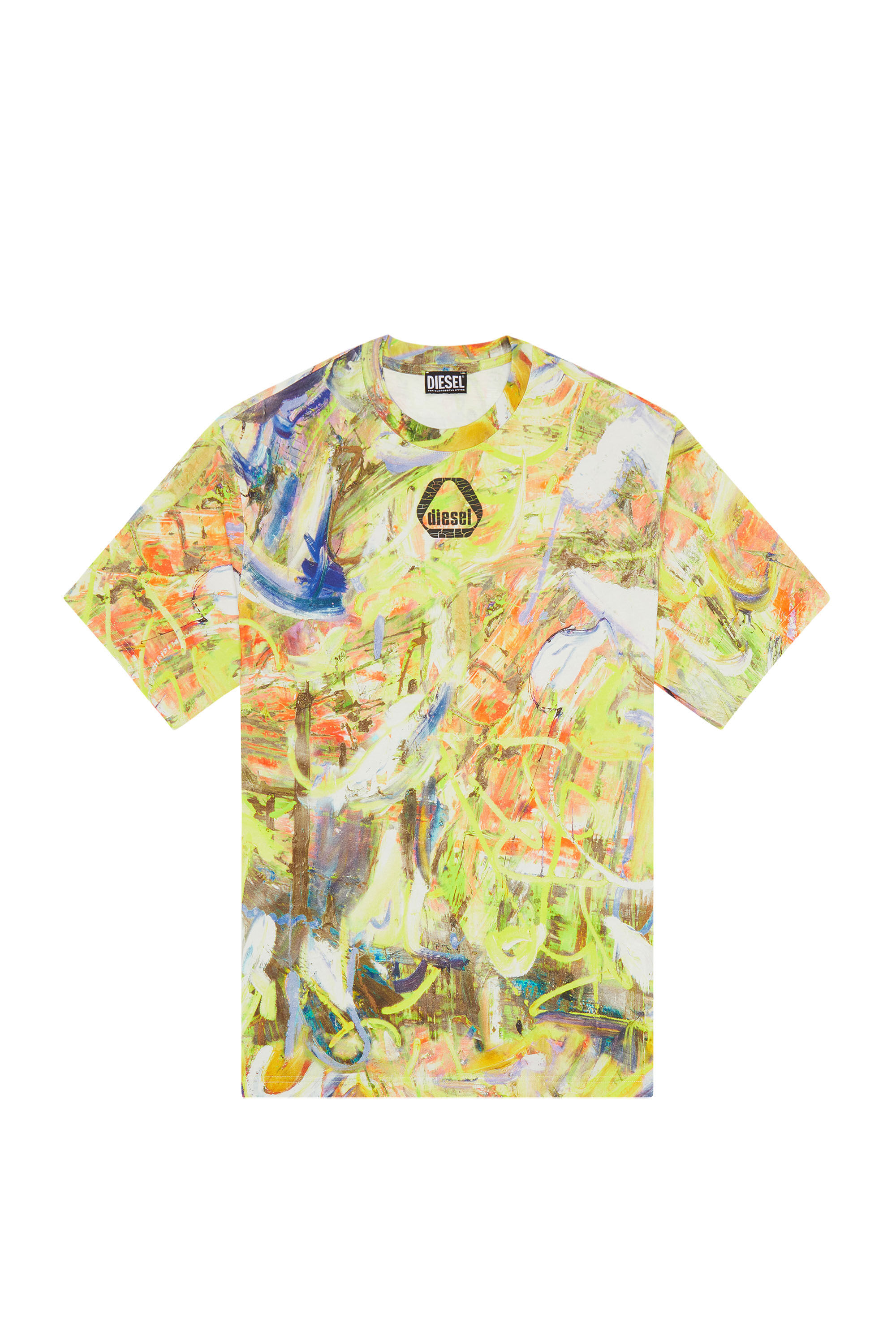Diesel - T-WASH-G8, Male's Tシャツ ルーズフィット in ホワイト/イエロー - 2