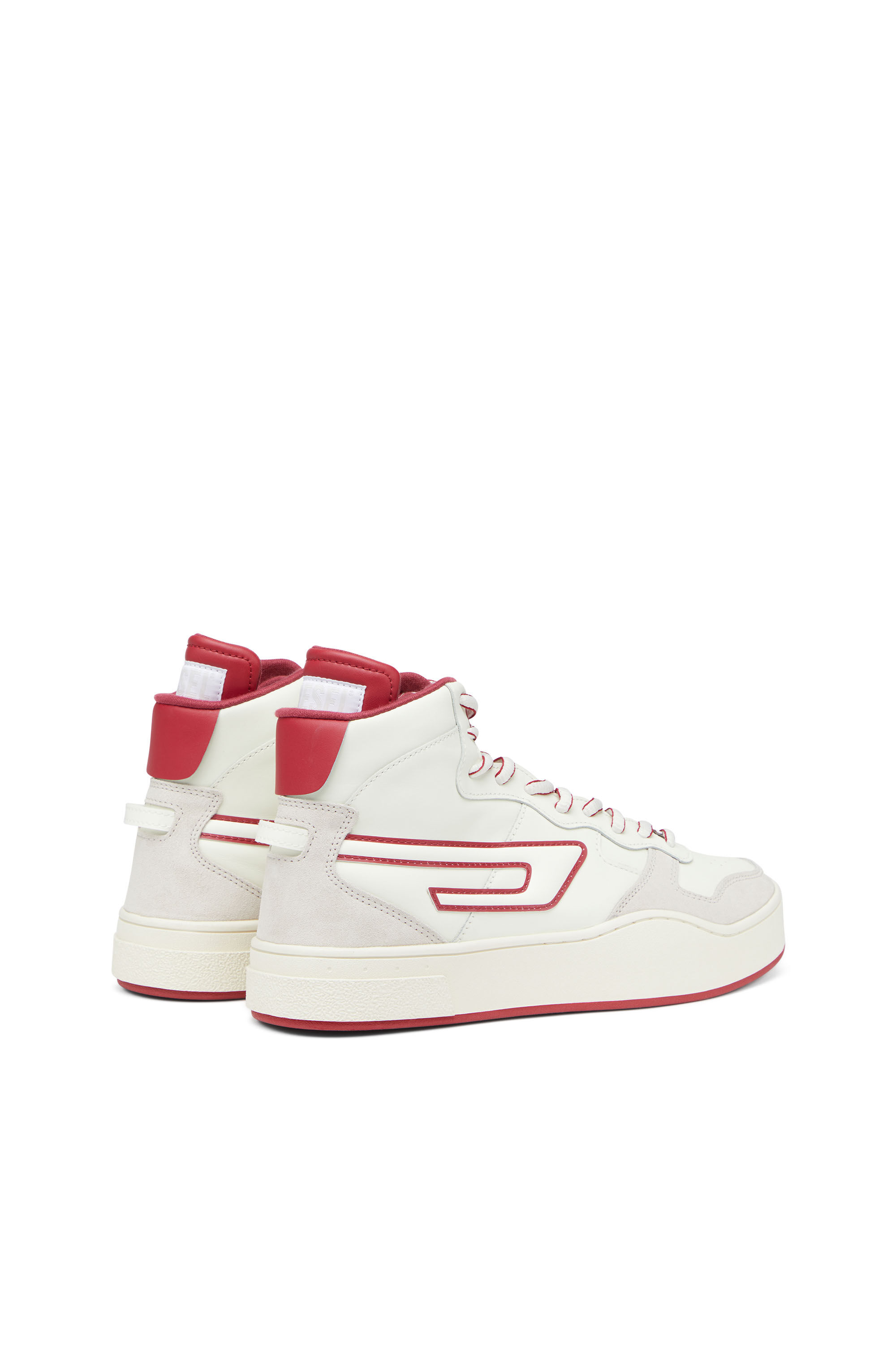 Diesel - S-UKIYO MID X, Male's レザー スウェード ミッドカットスニーカー - S-Ukiyo Mid X in ホワイト/レッド/ブルー - 3