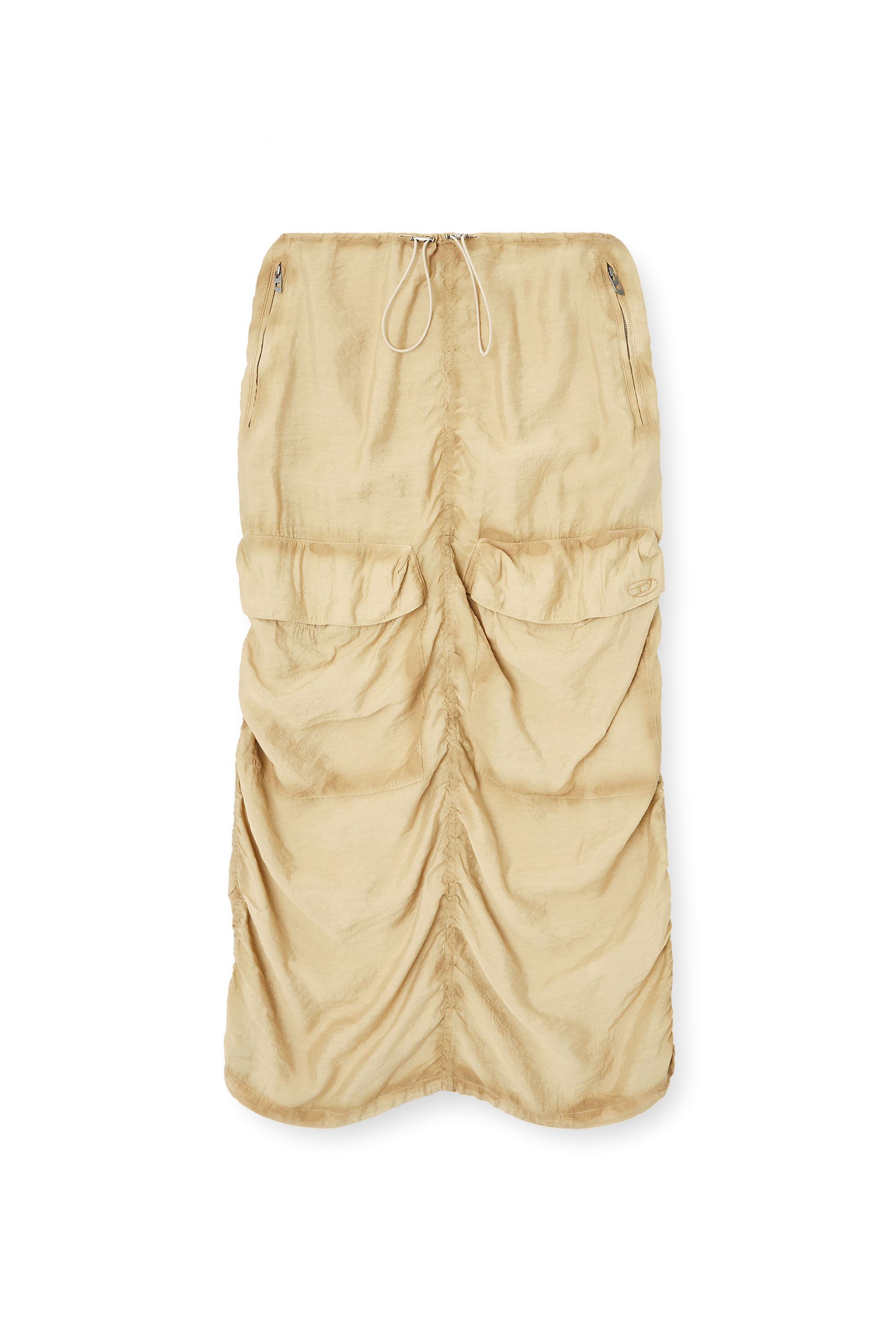 Diesel - O-RACLE, Female's Cargo midi skirt in treated viscose-nylon in ベージュ - 2