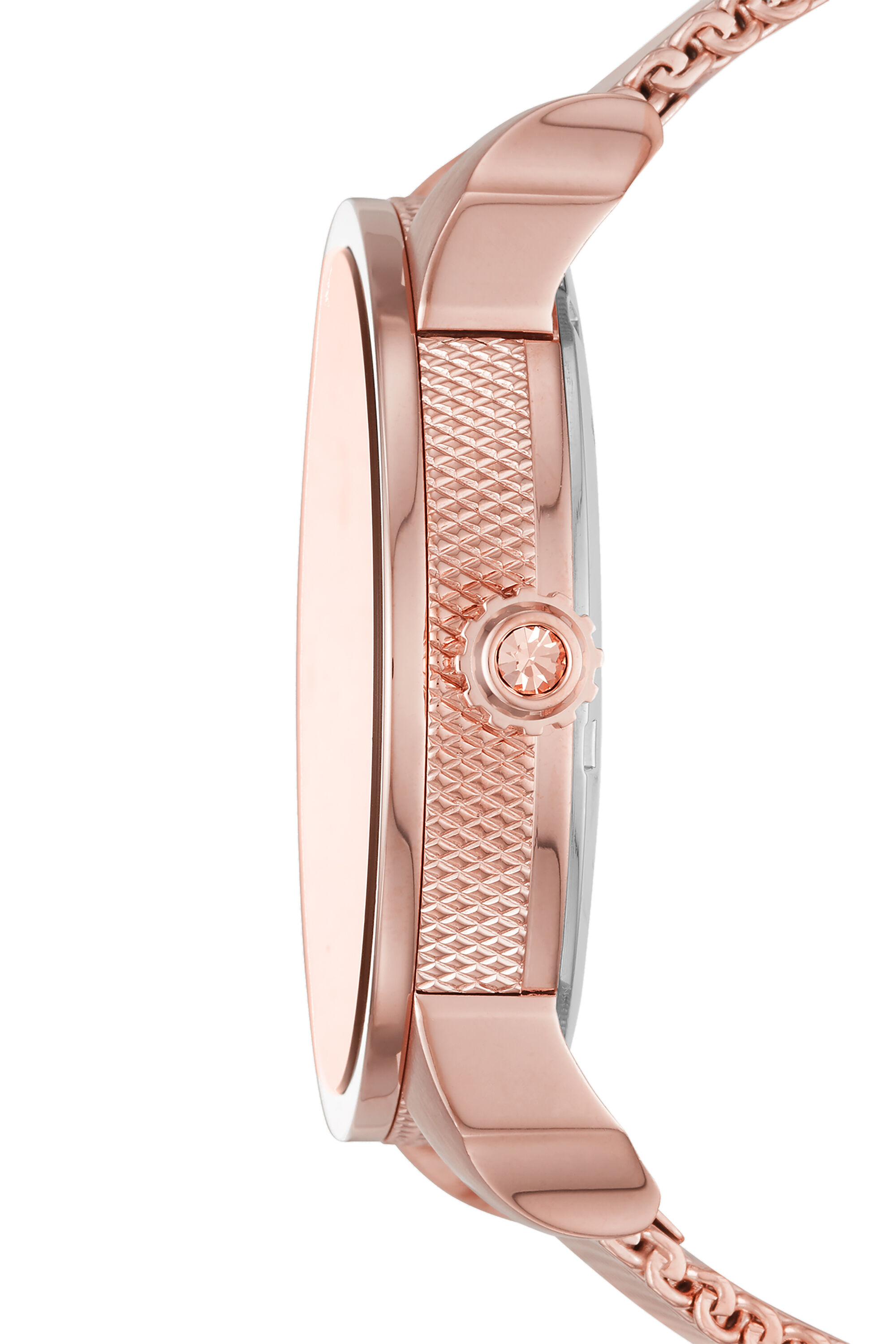 Diesel - DZ5600, Female's Mini Daddy Multifunction Rose Gold-Tone Stainless Steel Watch in ピンク / ホワイト - 3