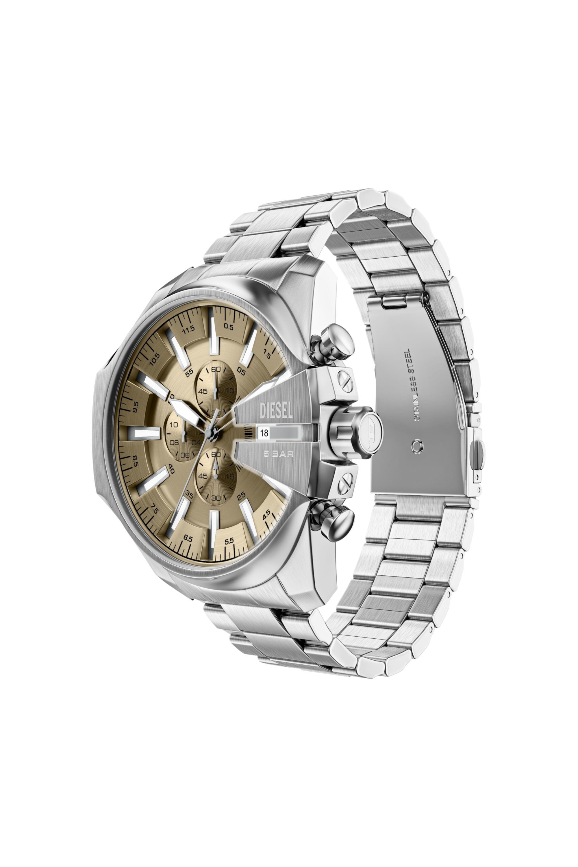Diesel - DZ4702 WATCH, Male's Mega Chief Slim Chronograph Stainless Steel Watch in シルバー - 6