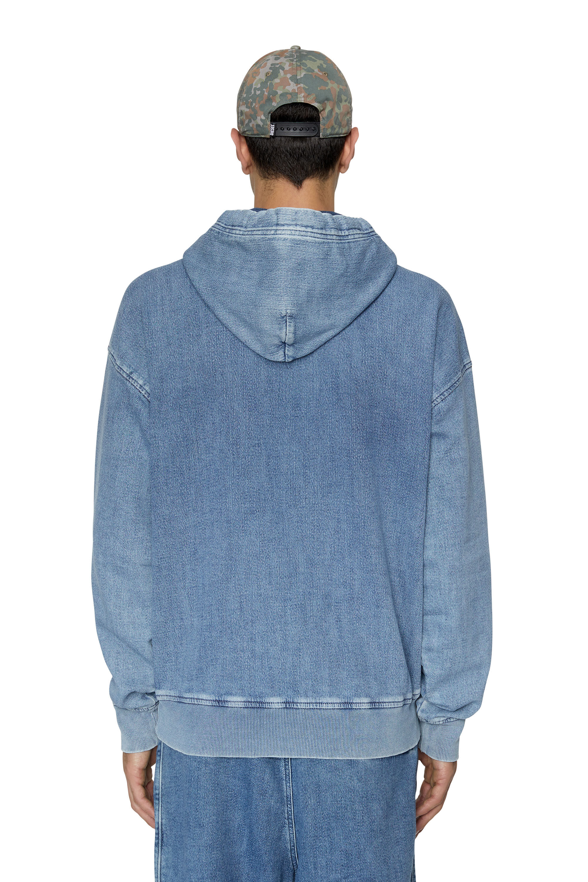 Diesel - D-UM-RIB TRACK DENIM HOODIE, ライトブルー - Image 5