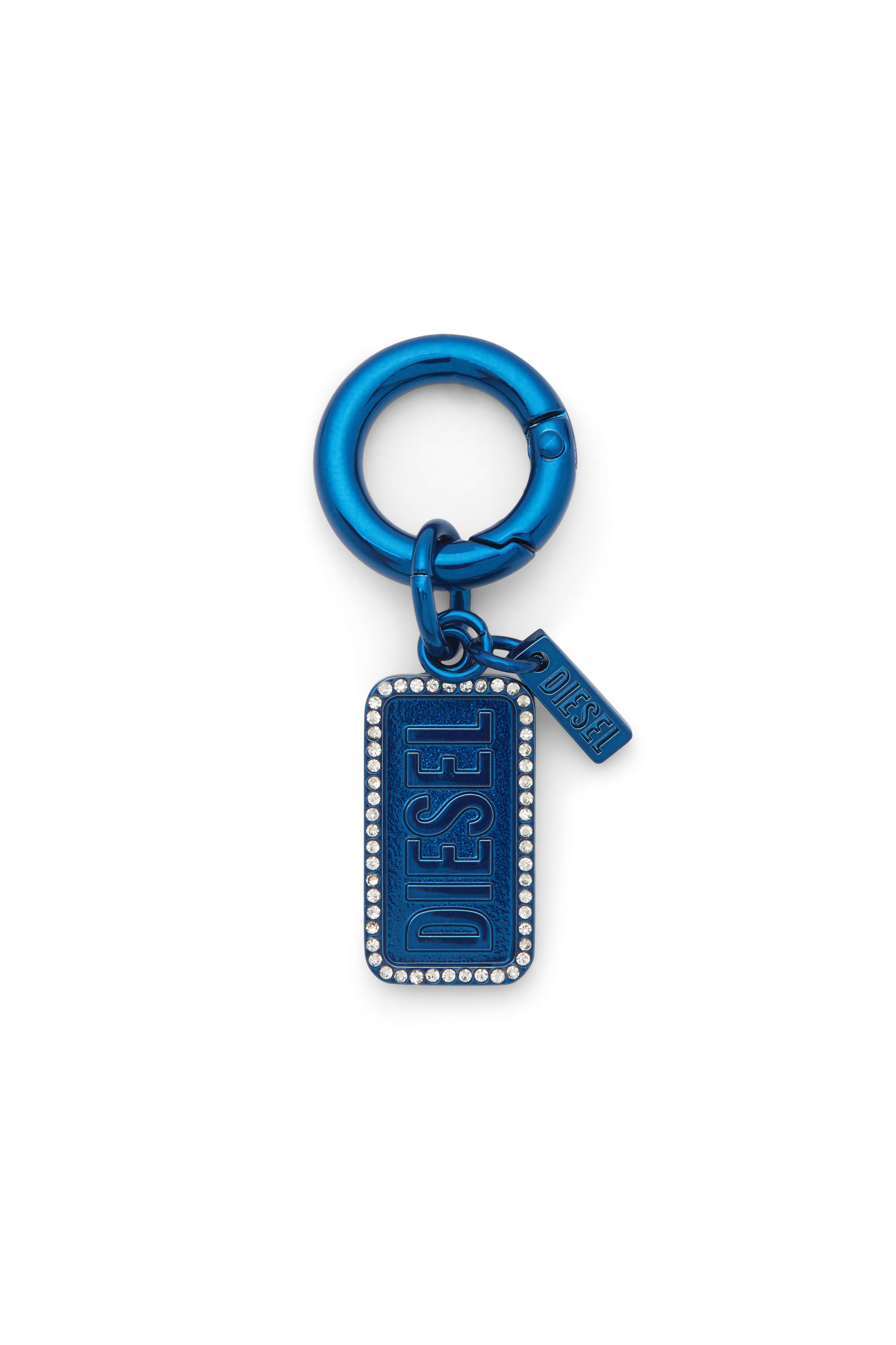 Diesel - CHARM-DIESEL, Unisex's Metal keyring with Diesel logo and rhinestones in ブルー - 1