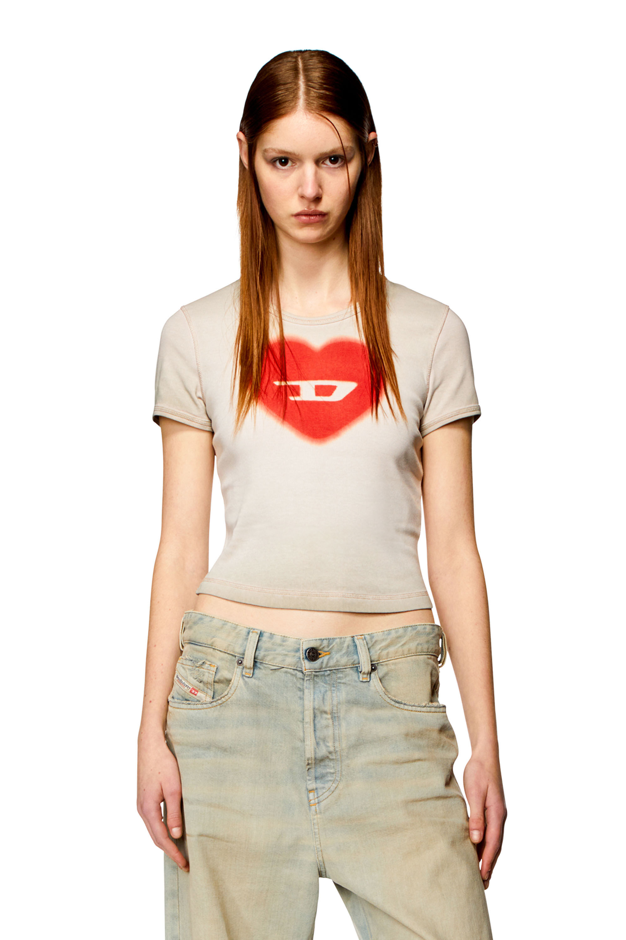 Diesel - T-ELE, Female's Tシャツ in ベージュ - 3
