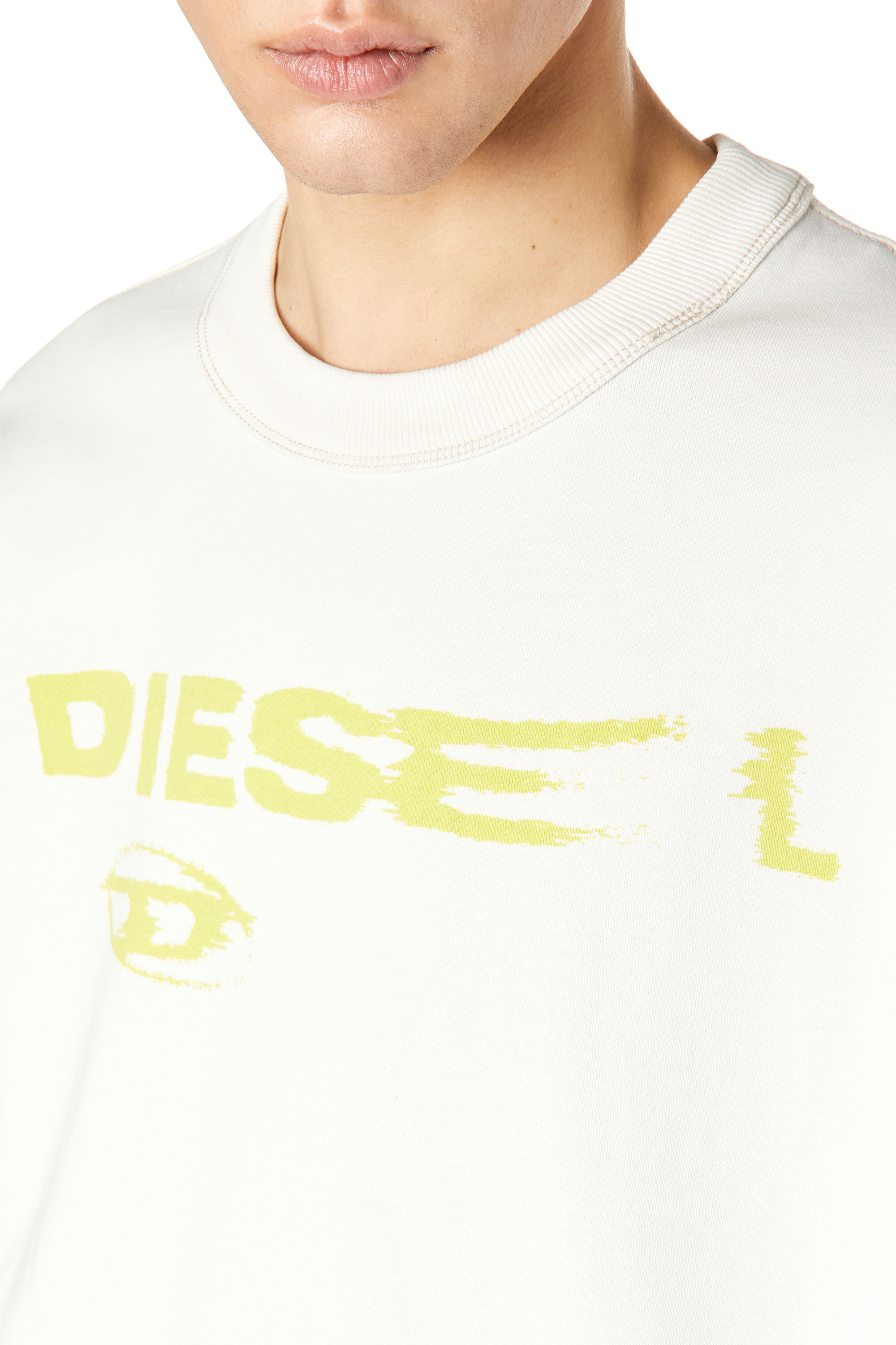 Diesel - S-MACS-G5, Male's クルーネック スウェット ウォータープリント ルーズフィット in ホワイト - 4