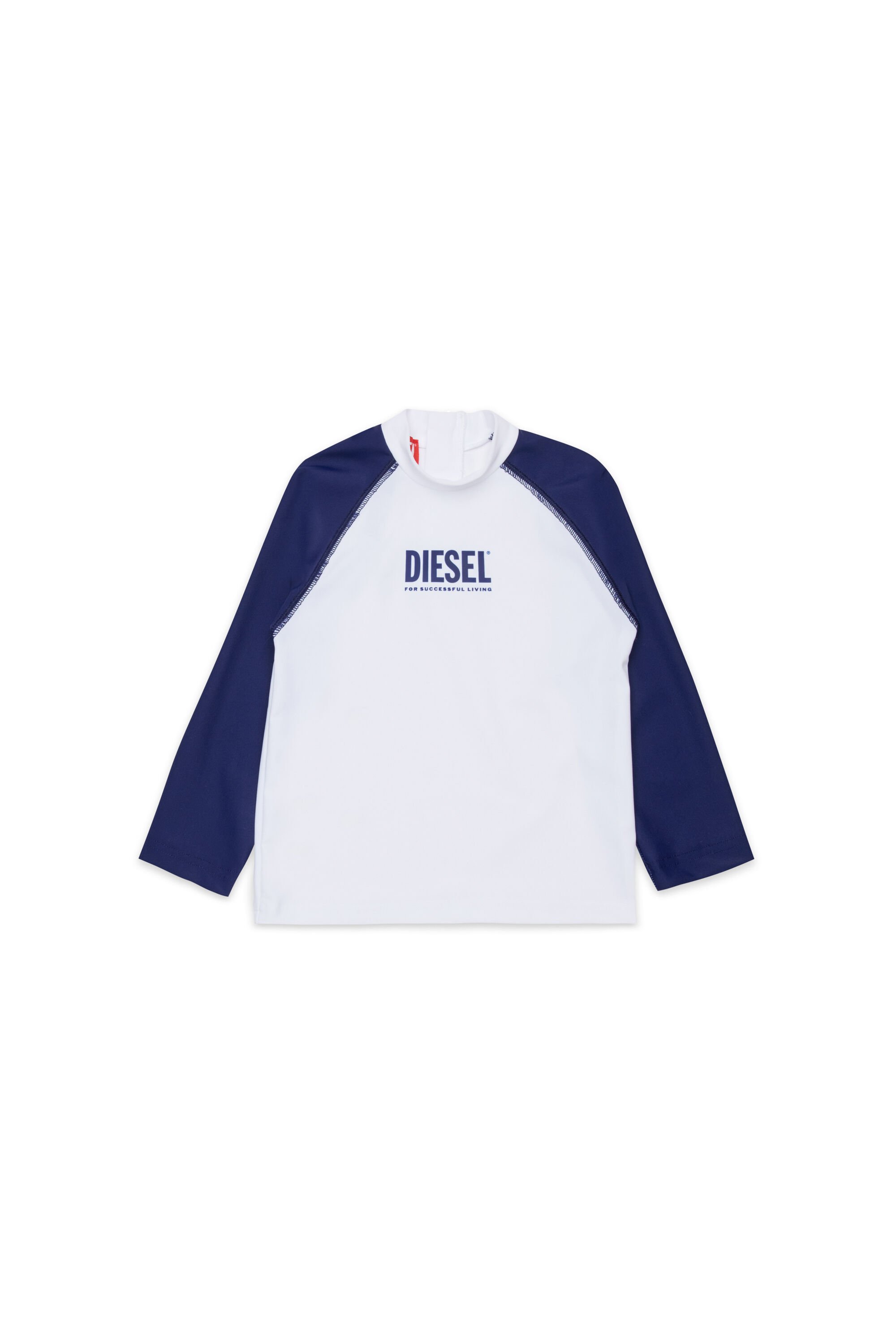 Diesel - MTRIB, Male's Rash guard with high neck in ホワイト/ブルー - 1