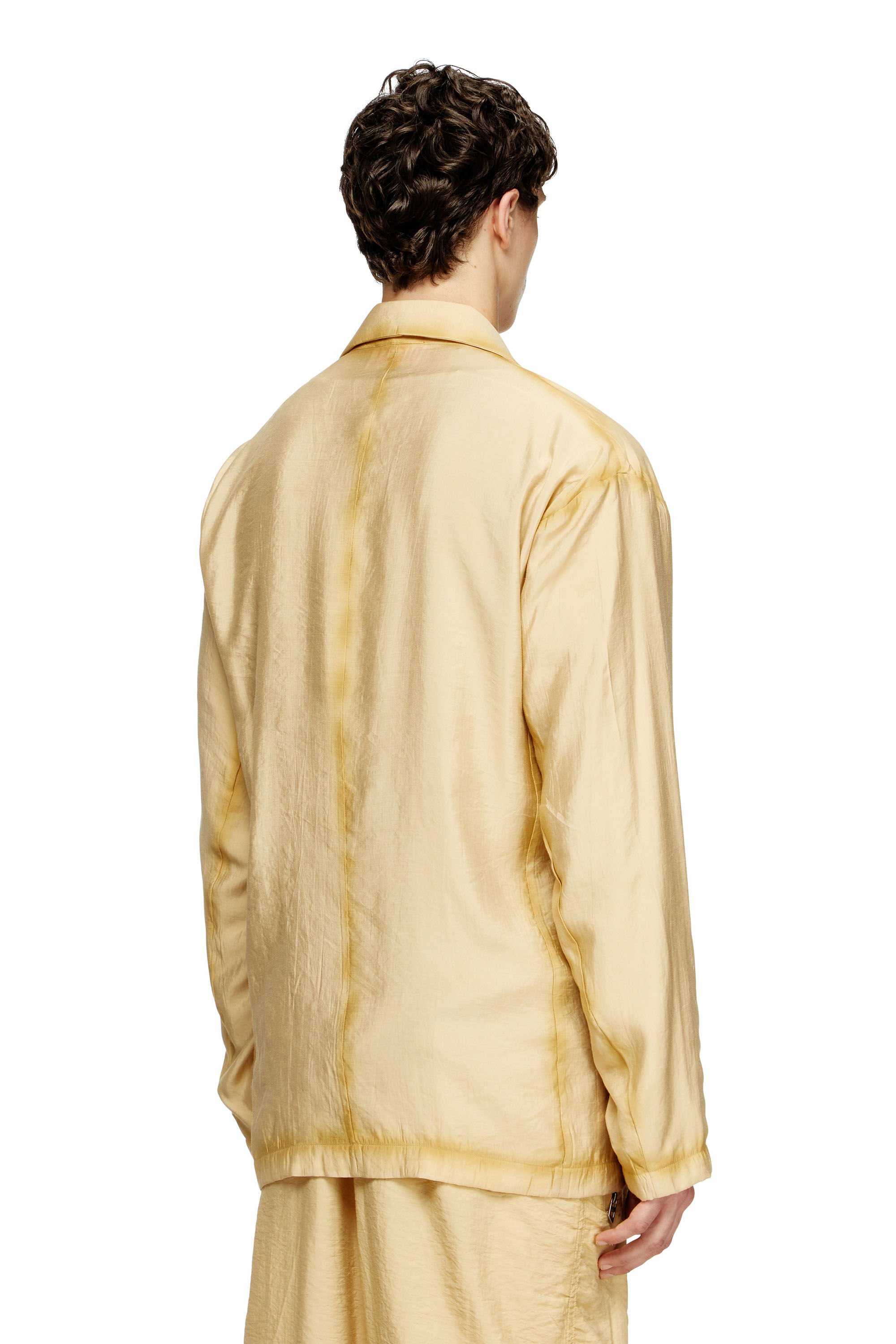 Diesel - J-KEYSERY, Male's Double-breasted blazer in wrinkled shell in ベージュ - 5