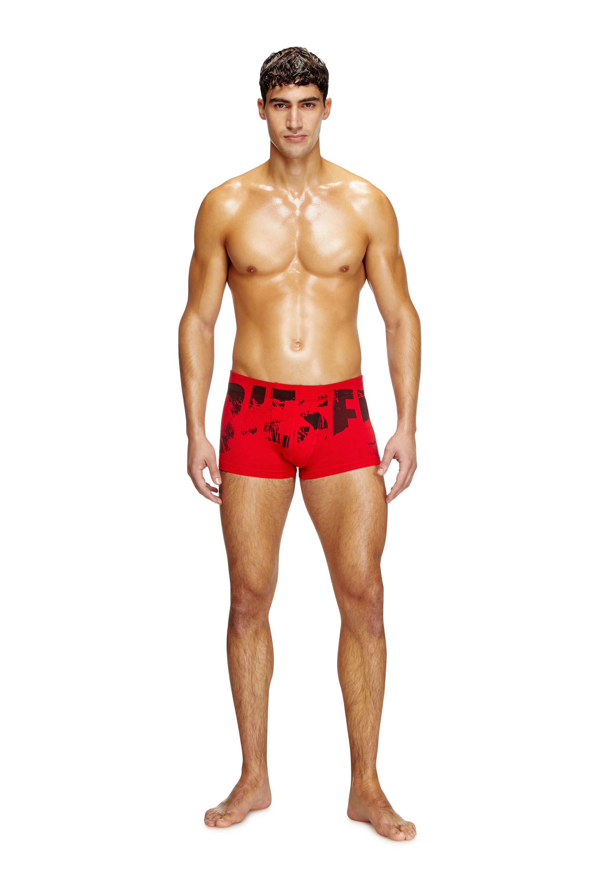 Diesel - DAMIEN-D-POP, Male's Boxer briefs with distressed logo in レッド/ブラック - 1