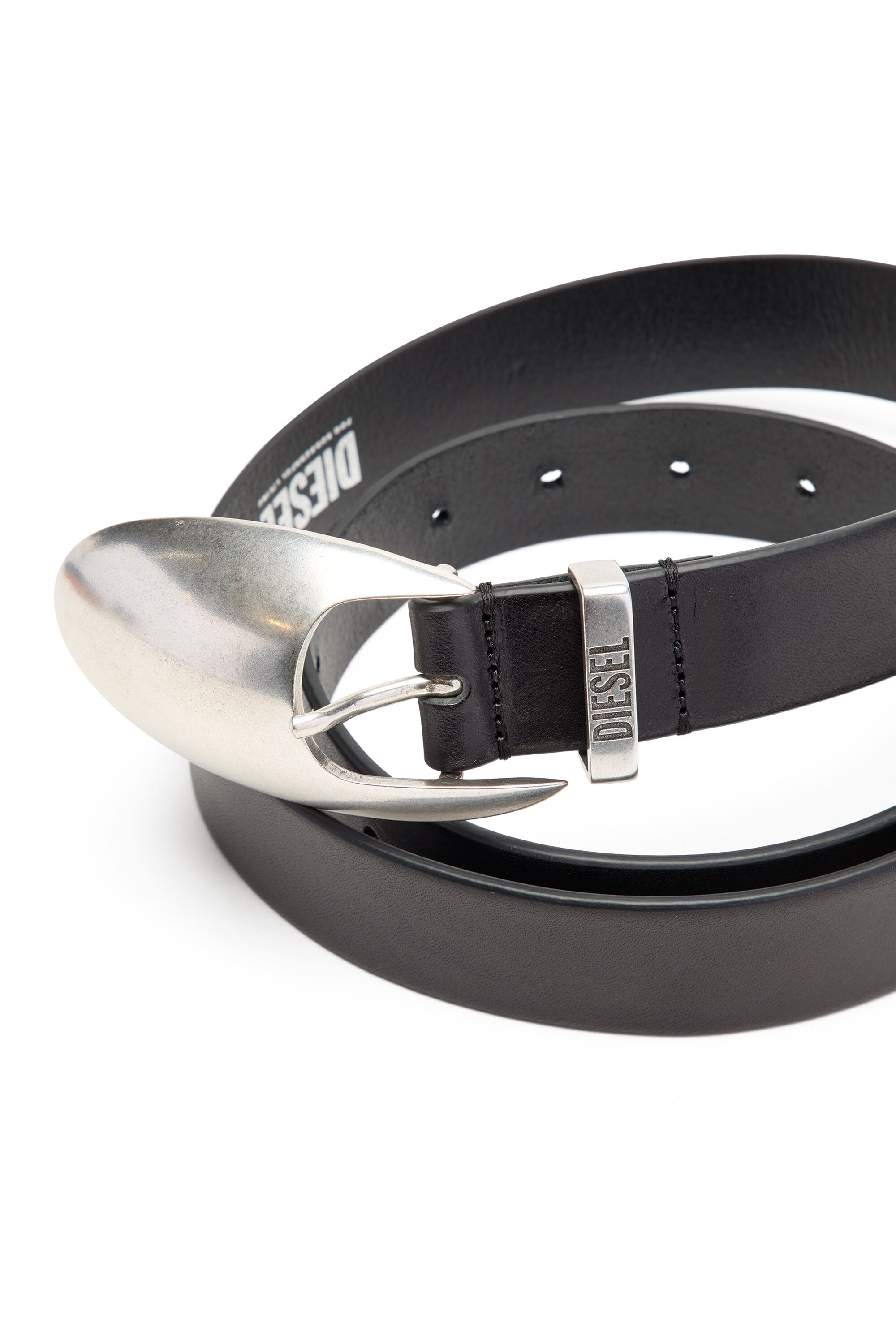B-ROP 30 3cm leather belt with sculptural buckle｜ブラック｜メンズ