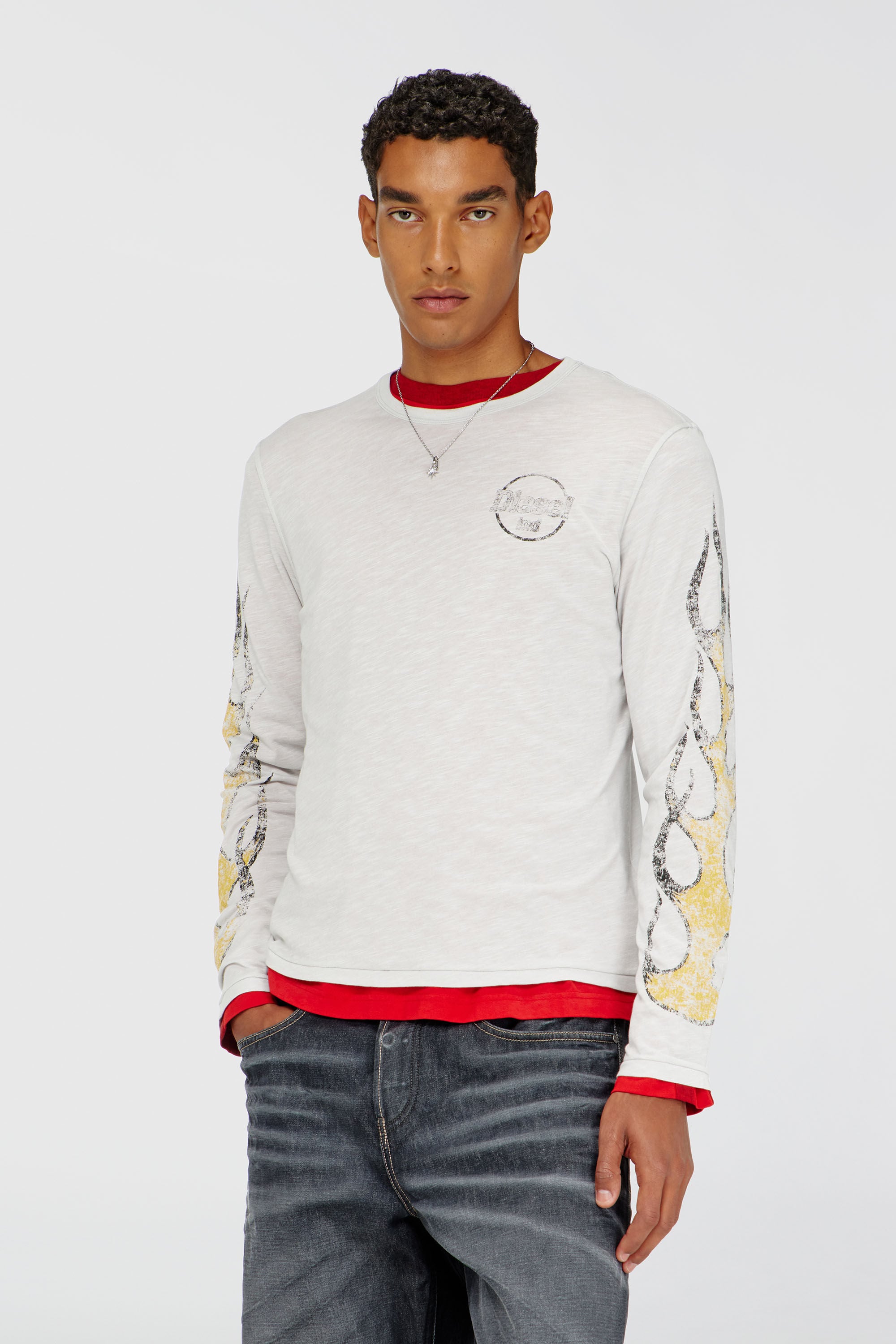 Diesel - T-NOTS-LS, Male's 長袖Tシャツ in ホワイト - 3