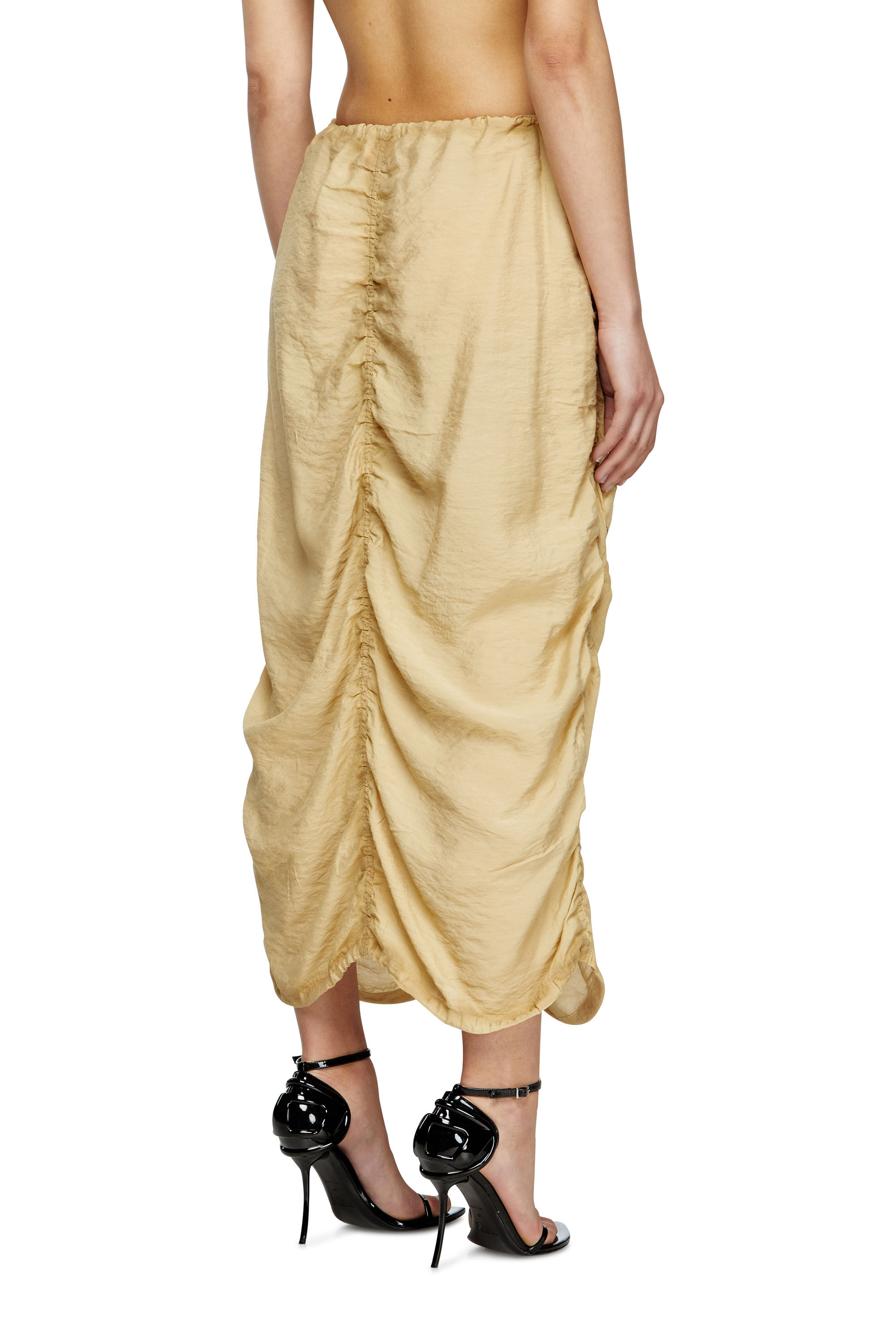 Diesel - O-RACLE, Female's Cargo midi skirt in treated viscose-nylon in ベージュ - 4
