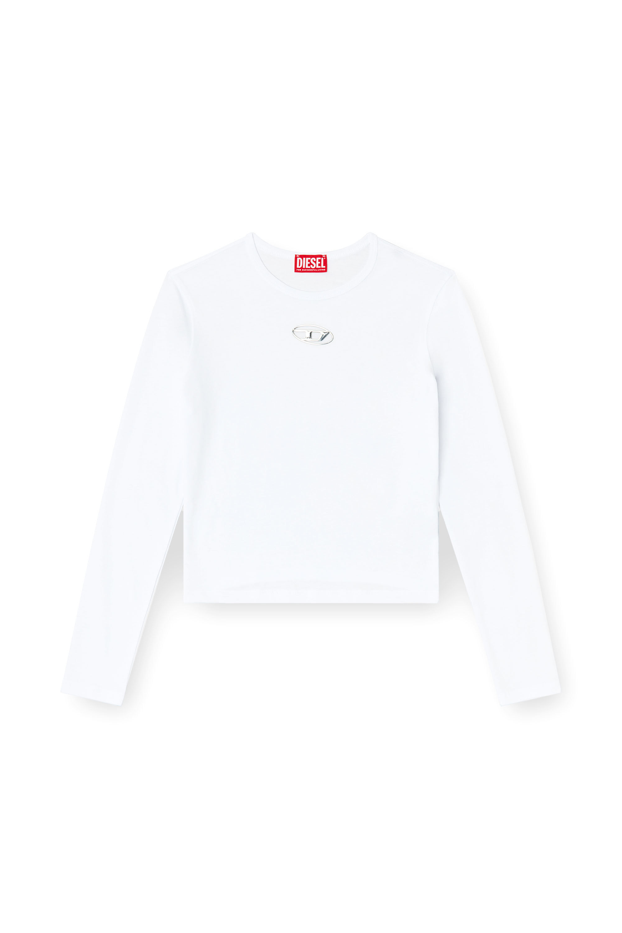 Diesel - T-UNCUTIE-LONG-LS-OD, Female's Long-sleeve top with Oval D cut-out in ホワイト - 2