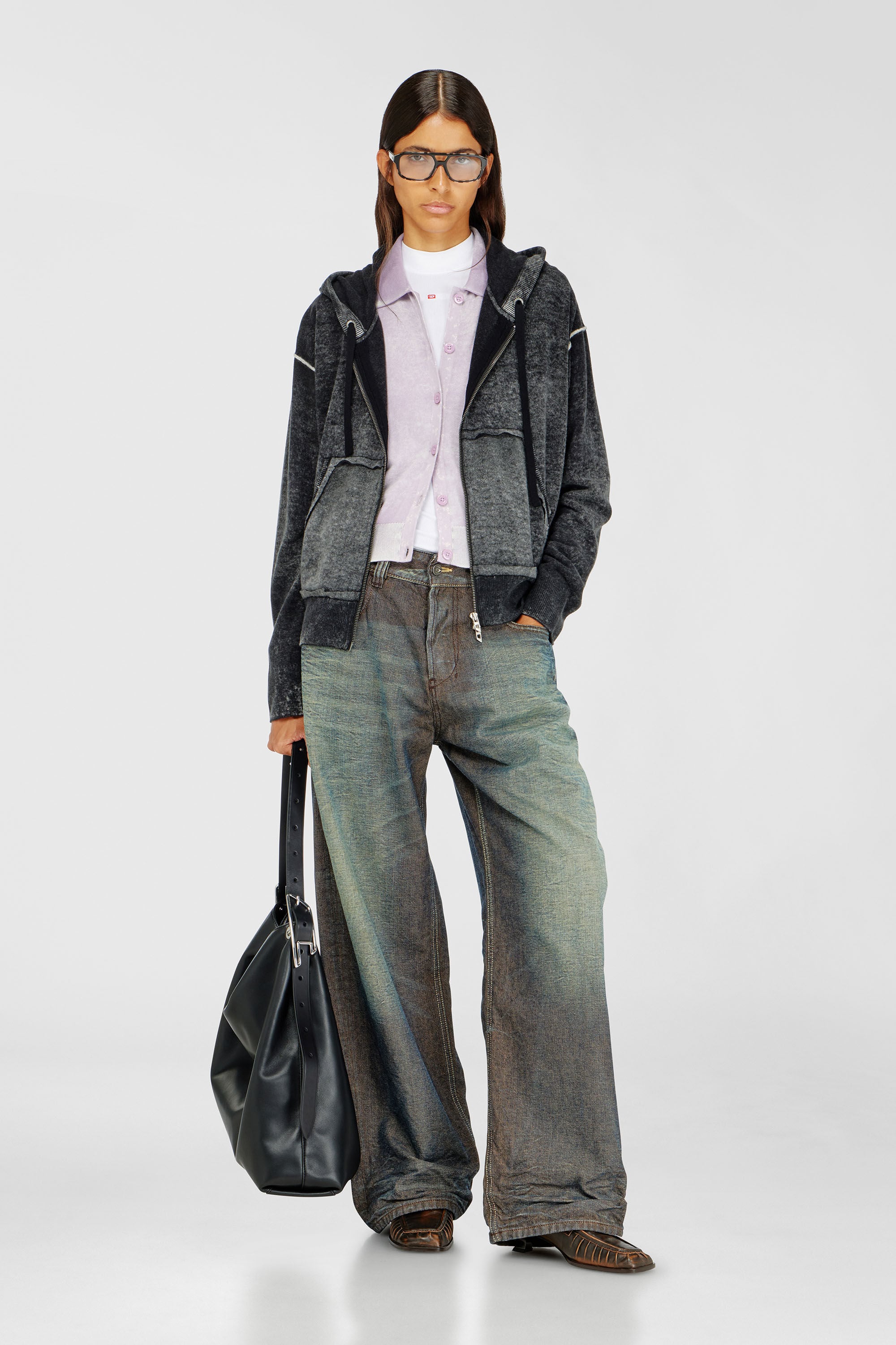 Diesel - M-HERMINE, Female's ニットパーカー in ブラック/グレー - 1