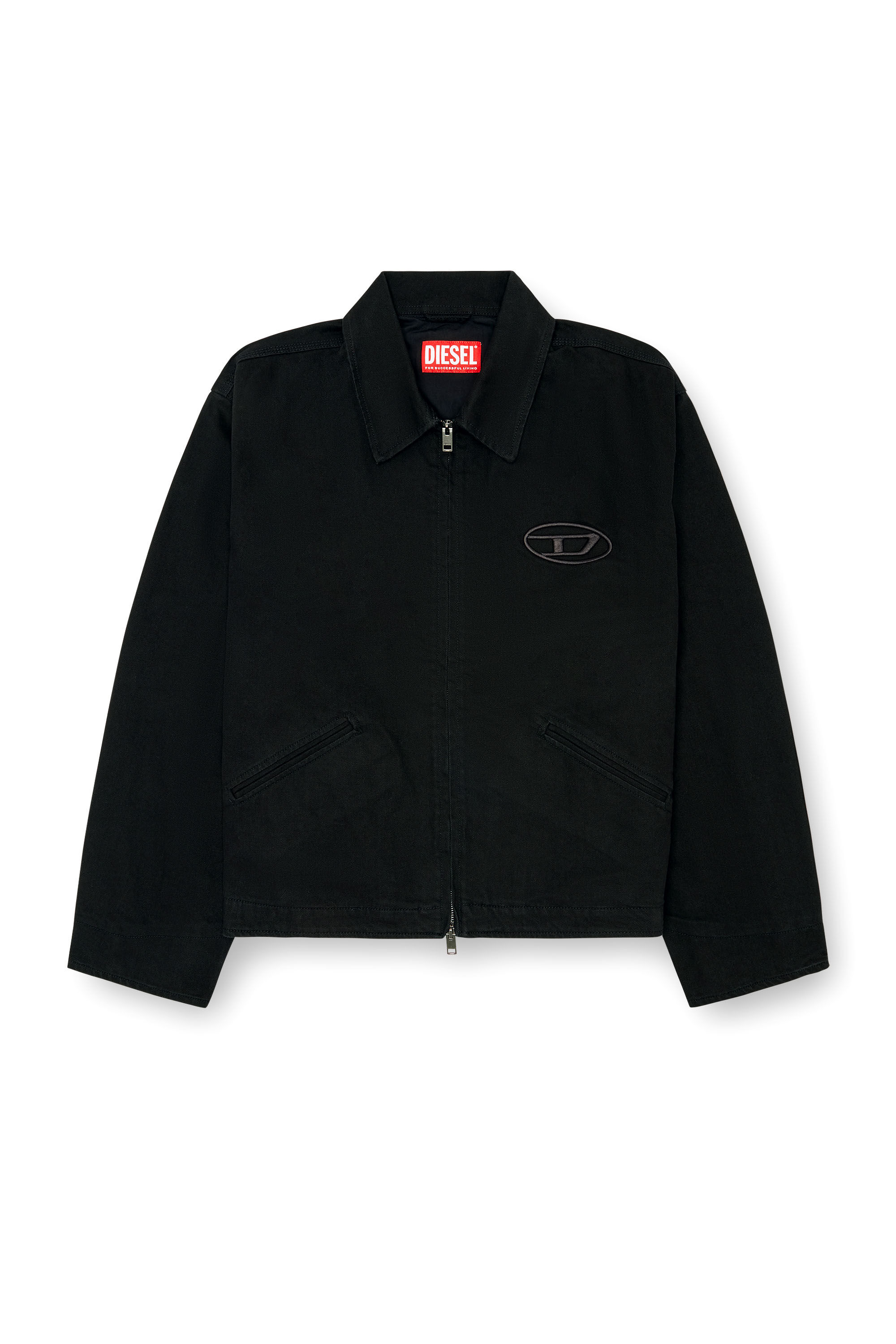 Diesel - J-TAYLOR-BLEACH, Male's Denim blouson jacket with bleached logo in ブラック - 2