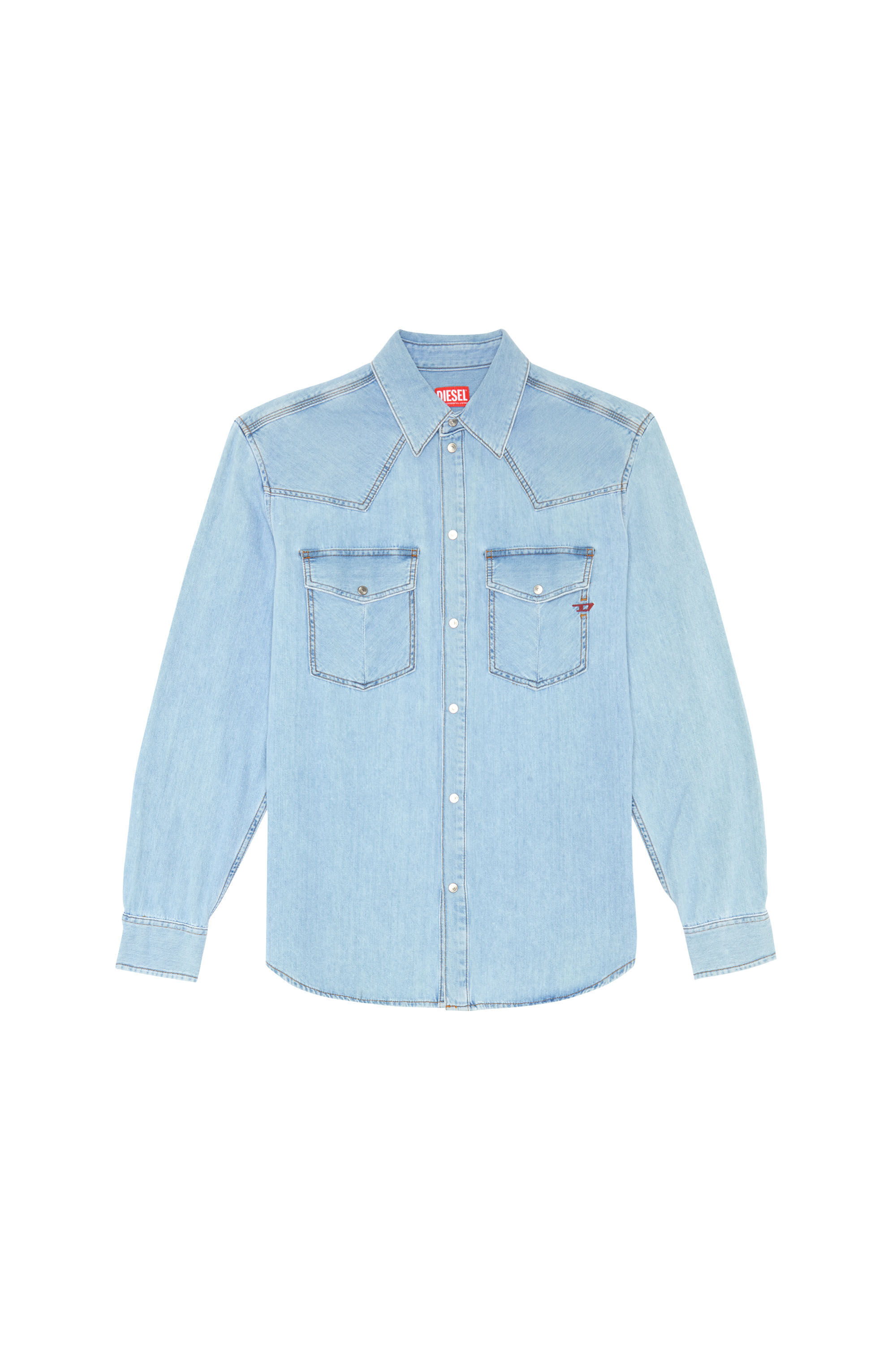 Diesel - D-OCEAN WESTERN SHIRT, Male's Western shirt in denim in ミディアムブルー - 2