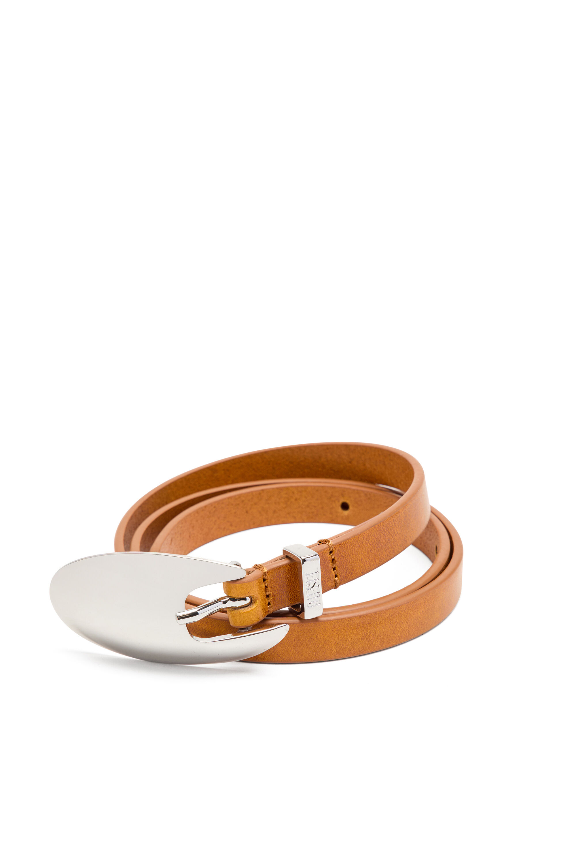 Diesel - B-ROP 15, Female's 1.5cm leather belt with sculptural buckle in ライトブラウン - 2