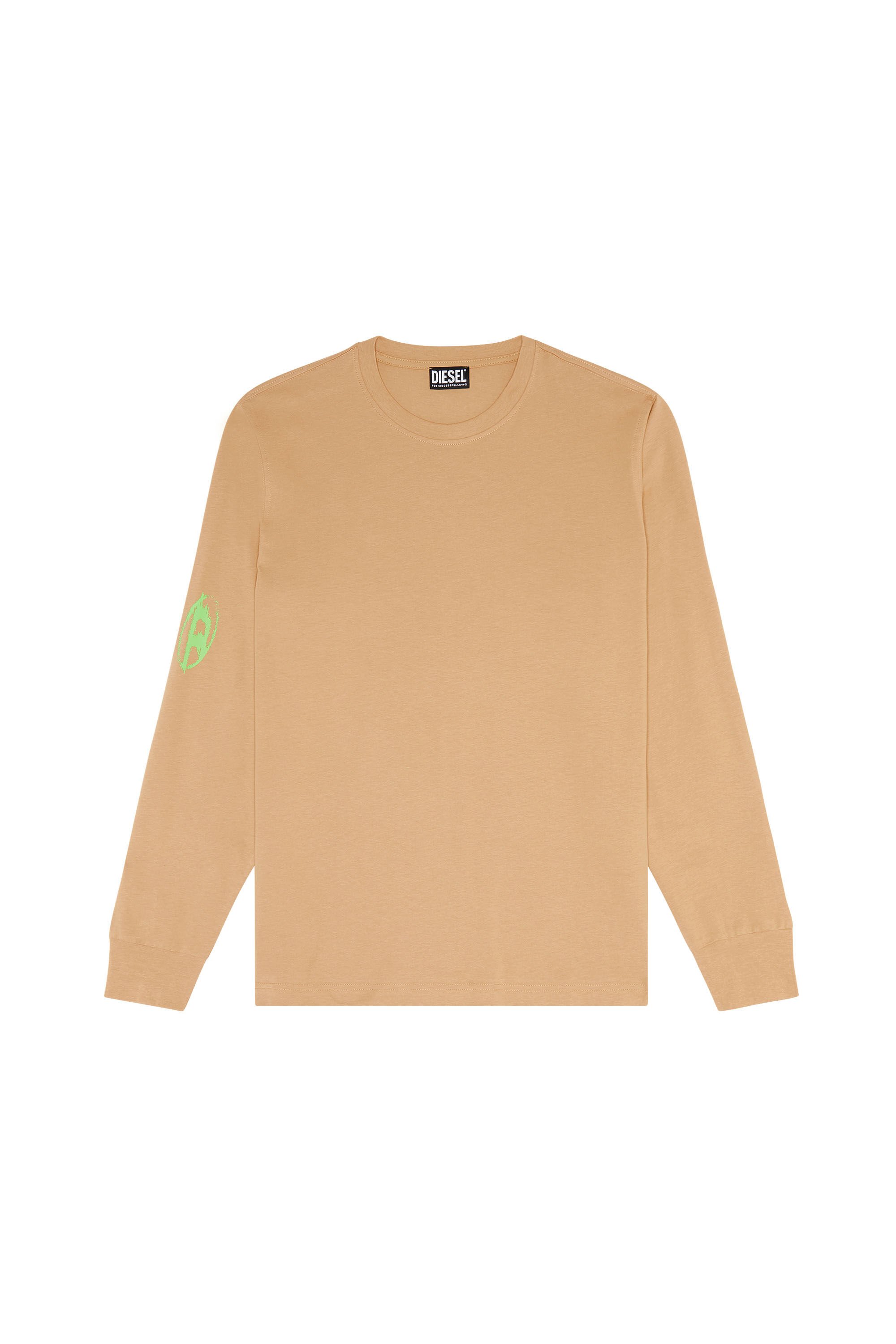 Diesel - T-JUST-LS-G3, Male's Tシャツ 長そで グラフィック in ベージュ - 2
