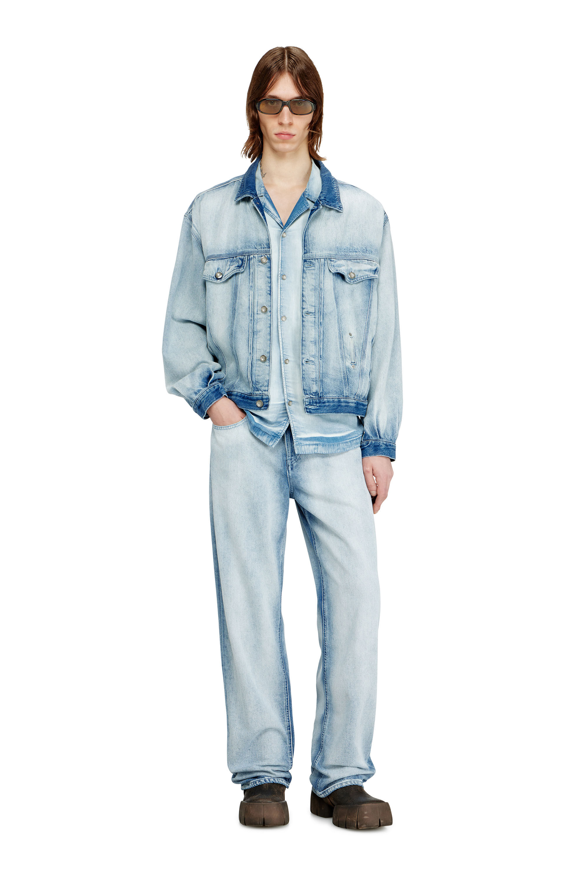 D-DENVER-FSI1 Trucker jacket in medium-light skeleton denim