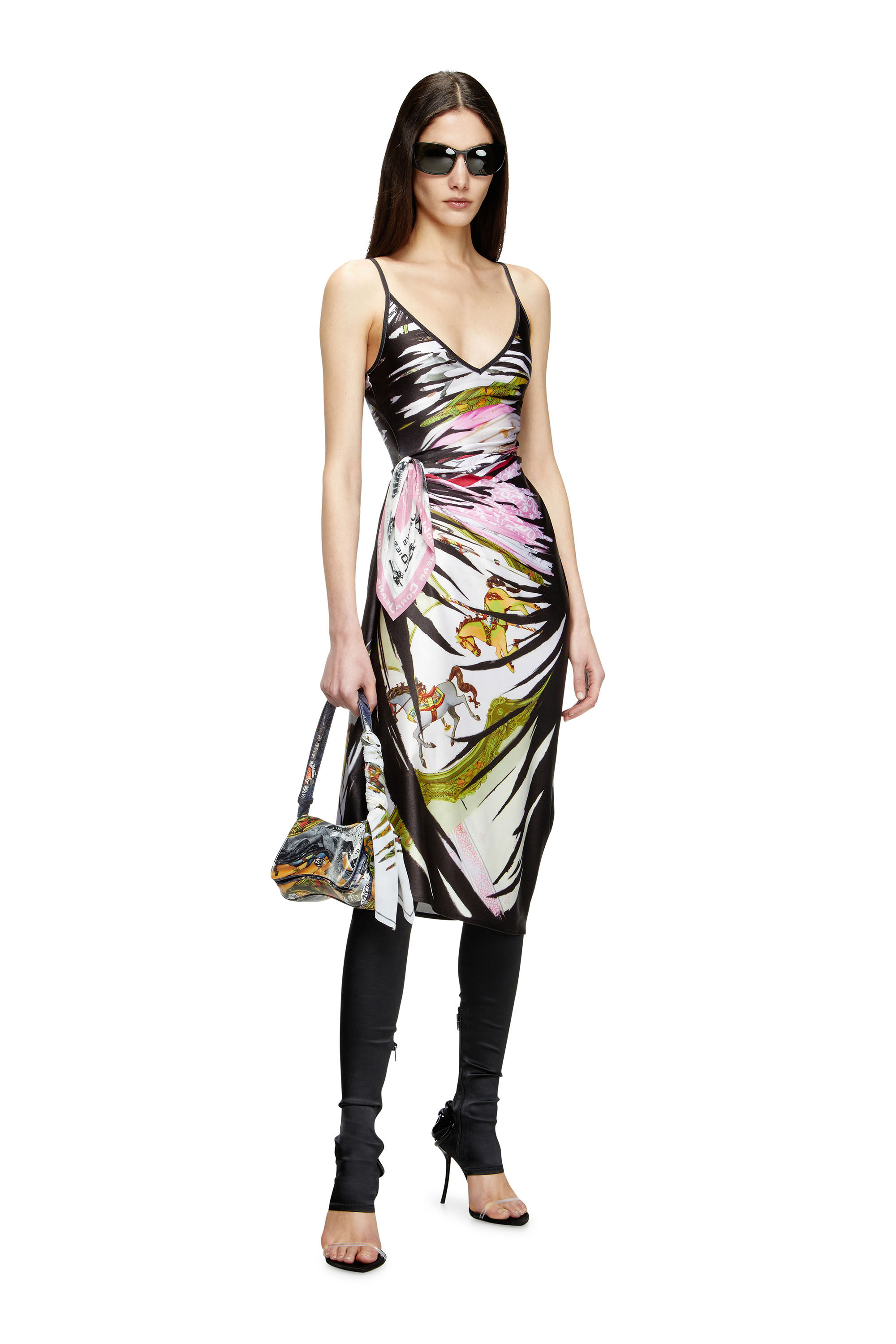 【60％OFF】 midi Draped D-OROTYS dress print｜マルチカラー bandana with トップス