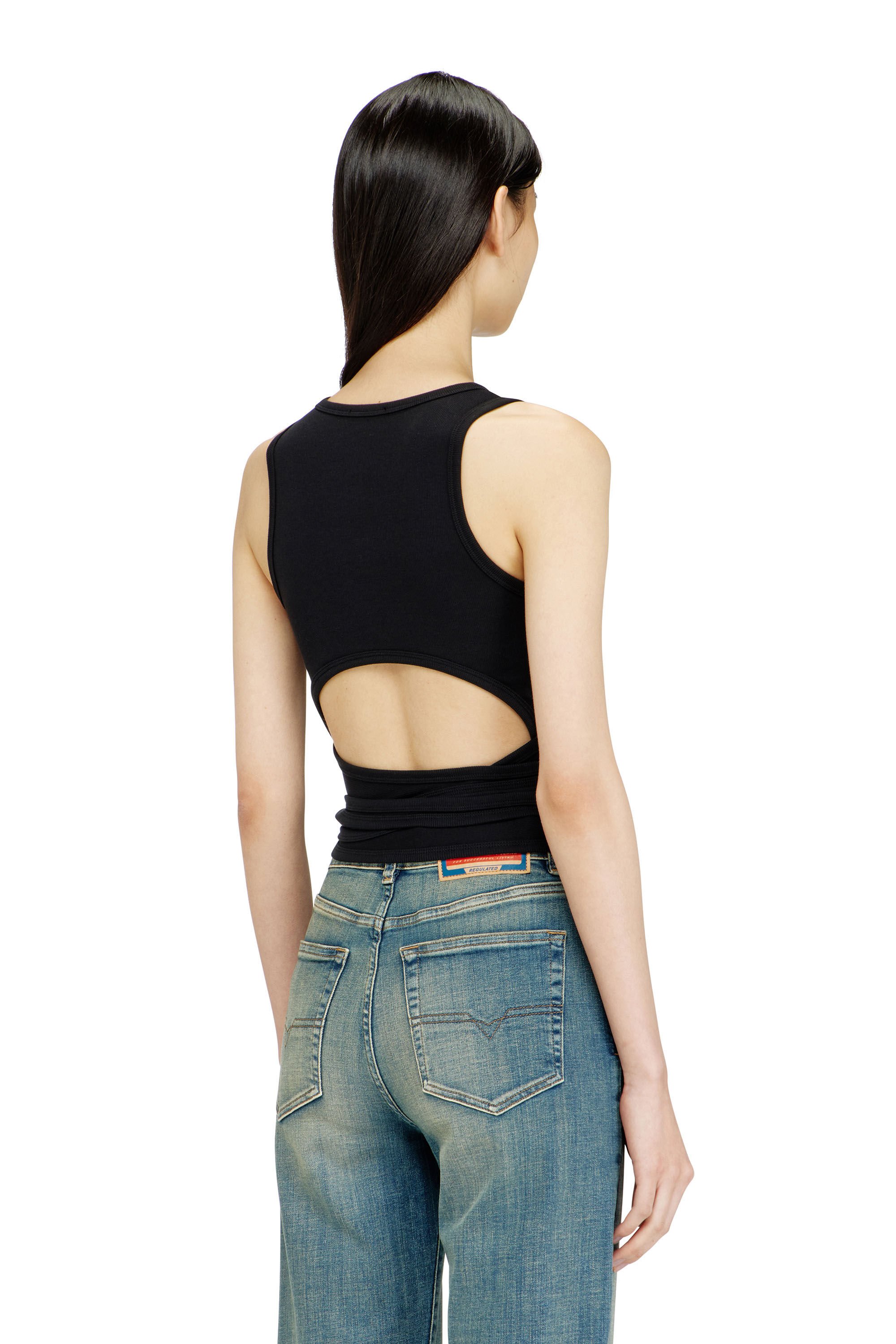 Diesel - T-ANKY-TAIL-S1, Female's Crop top with wrap-around design in ブラック - 4