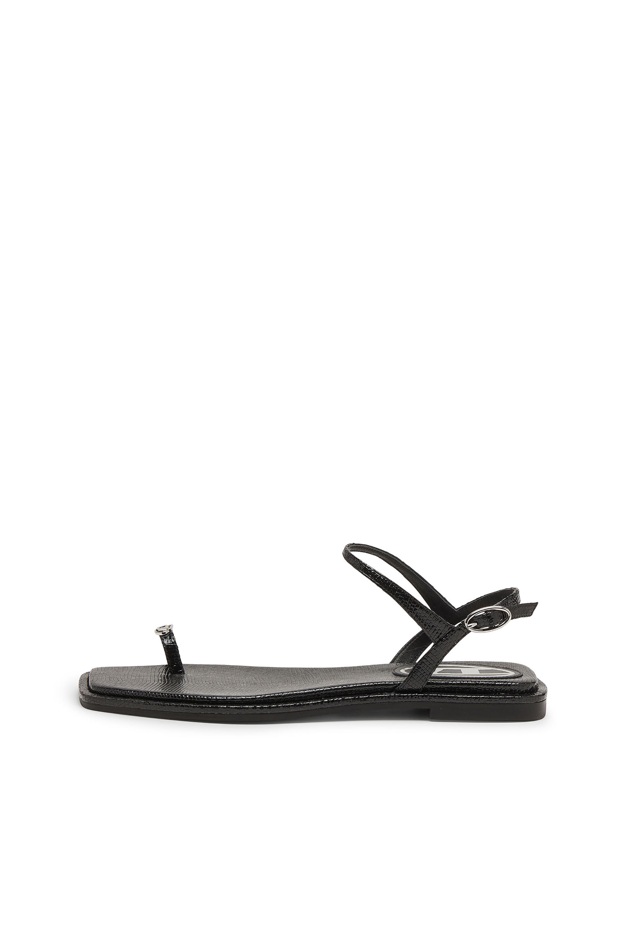 Diesel - D-AMBER INFRA 0, Female's D-AMBER - Sandal in leather with metallic logo in ブラック - 1