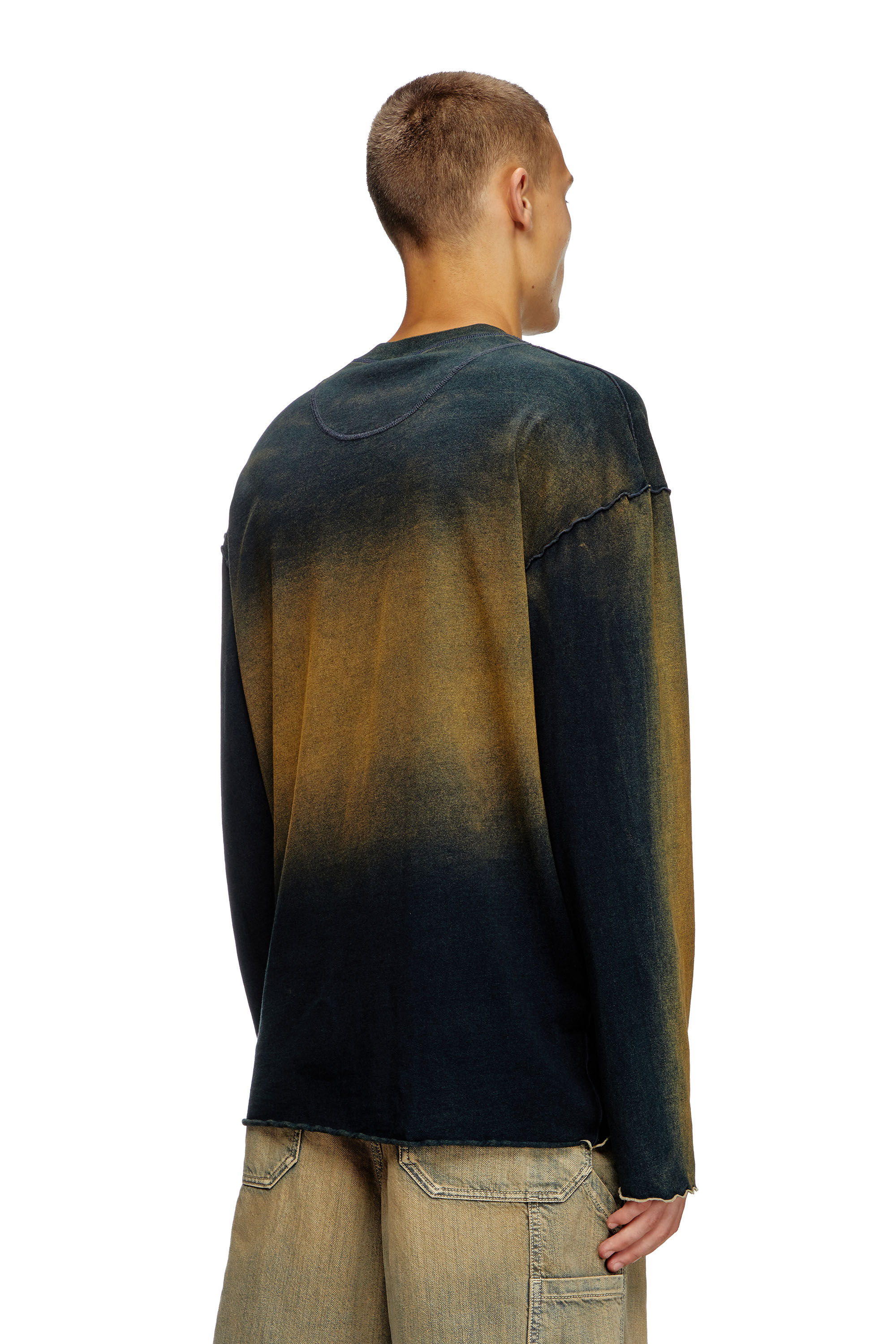 T-CRAO-LS Faded long-sleeve T-shirt with micro logo｜マルチ