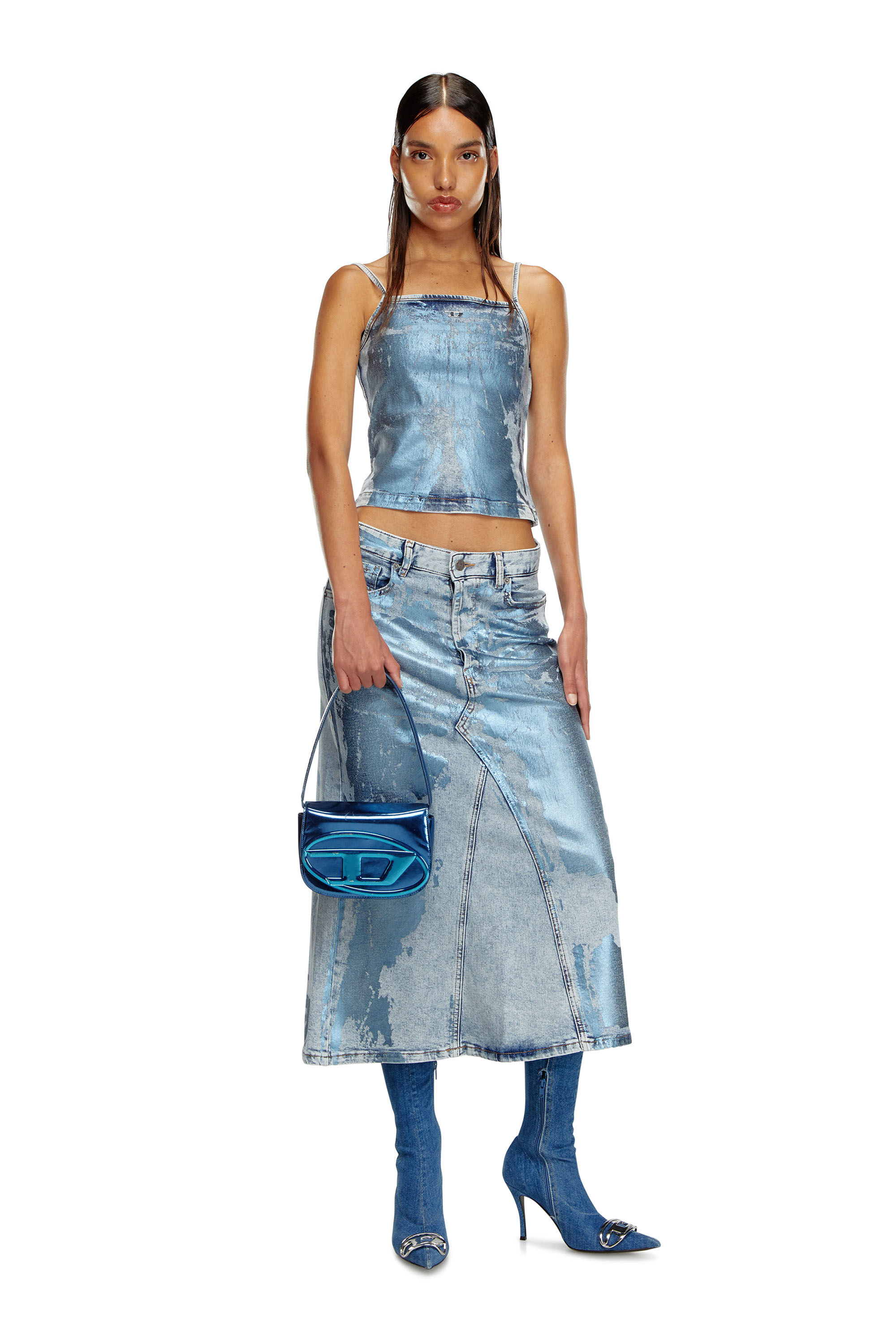 Diesel - 1DR, Female's カウレザーショルダーバッグ in ブルー - 1