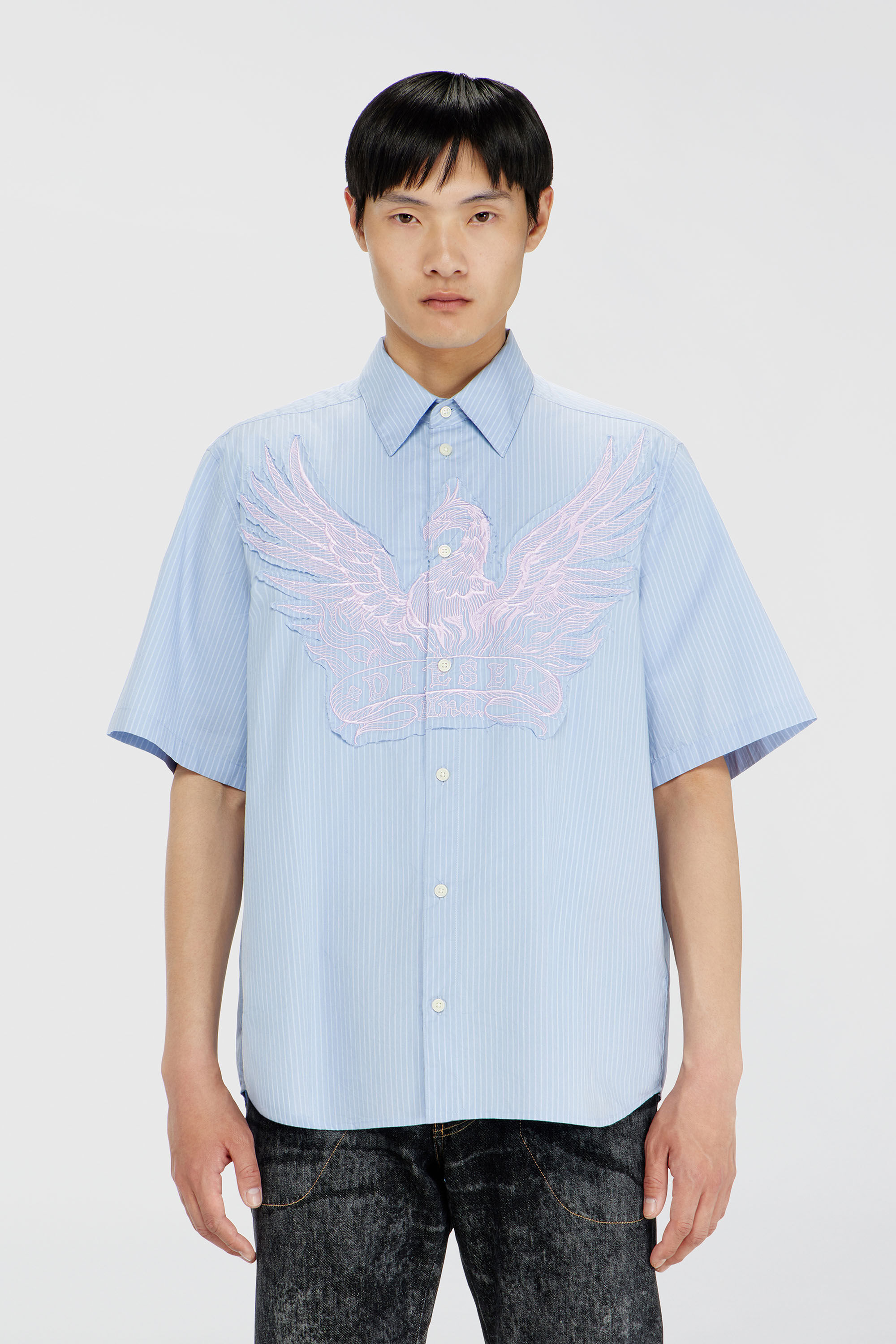 S-SIMPLY-SS-AGCZ 半袖シャツ｜ブルー｜メンズ｜DIESEL