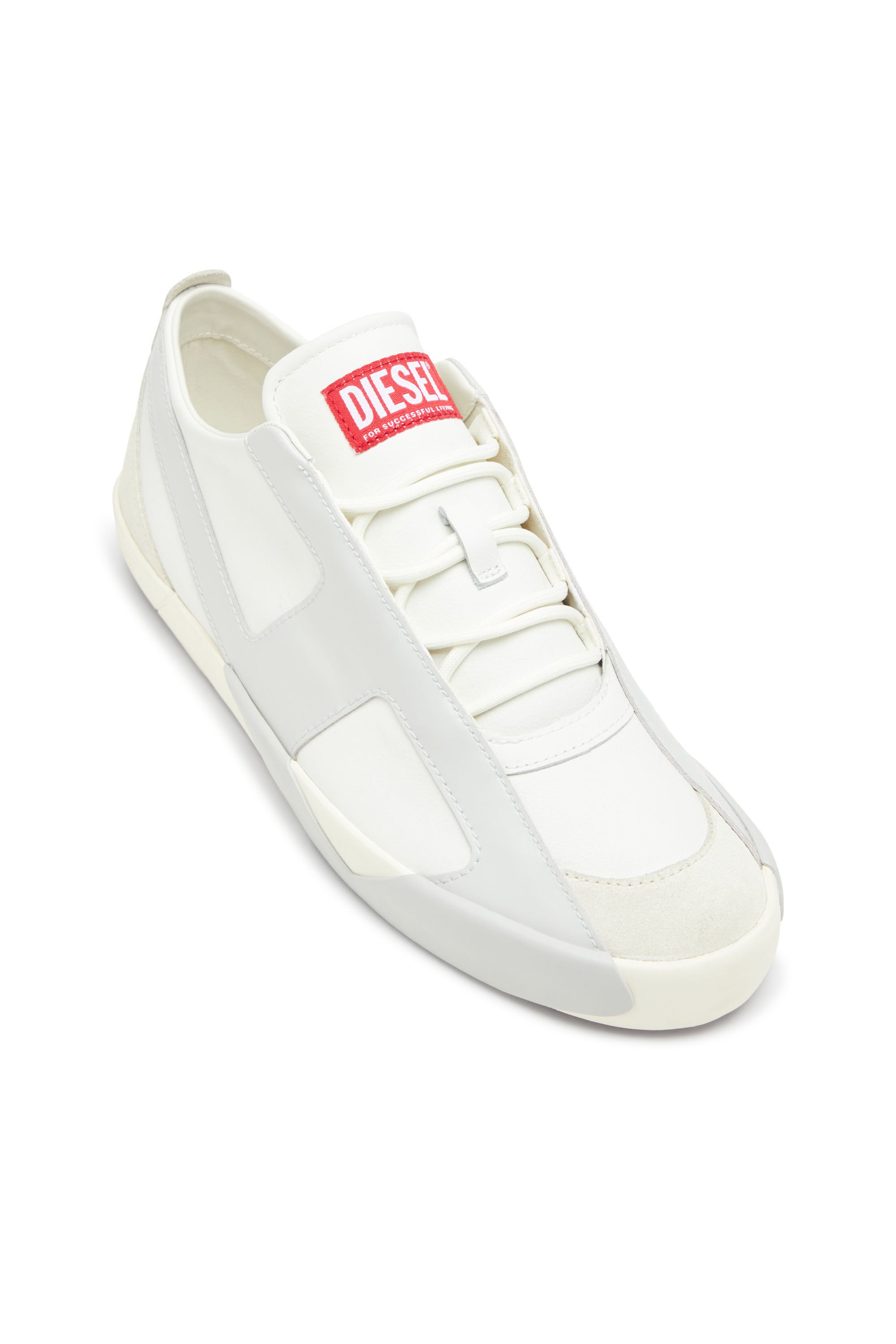 Diesel - S-SLANTE-D LOW, Male's S-Slante-D-Sneakers in suede and leather with D logo in ホワイト/グレー - 7