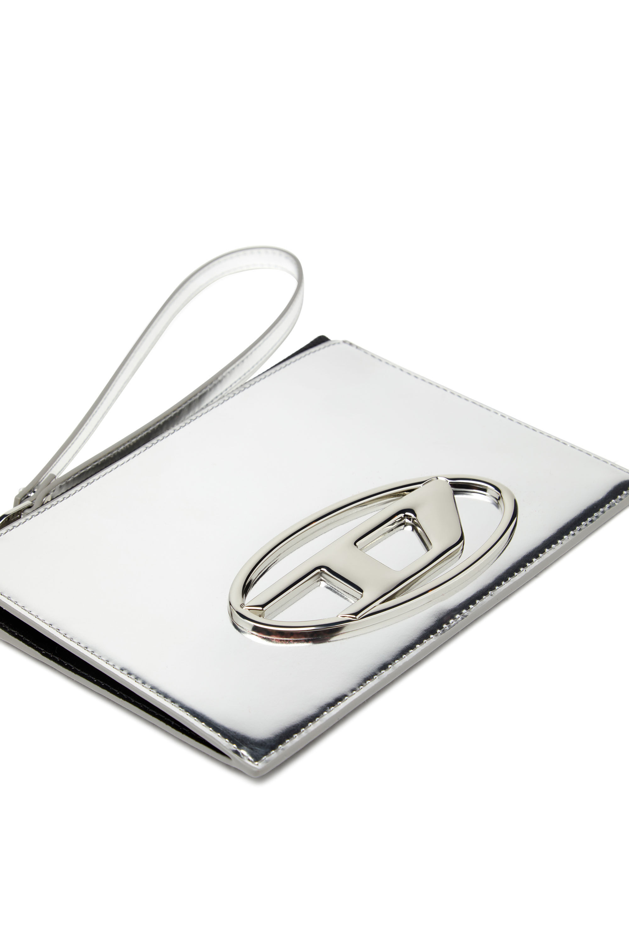 1DR POUCH III Zipped pouch in mirror leather｜シルバー｜ウィメンズ｜DIESEL