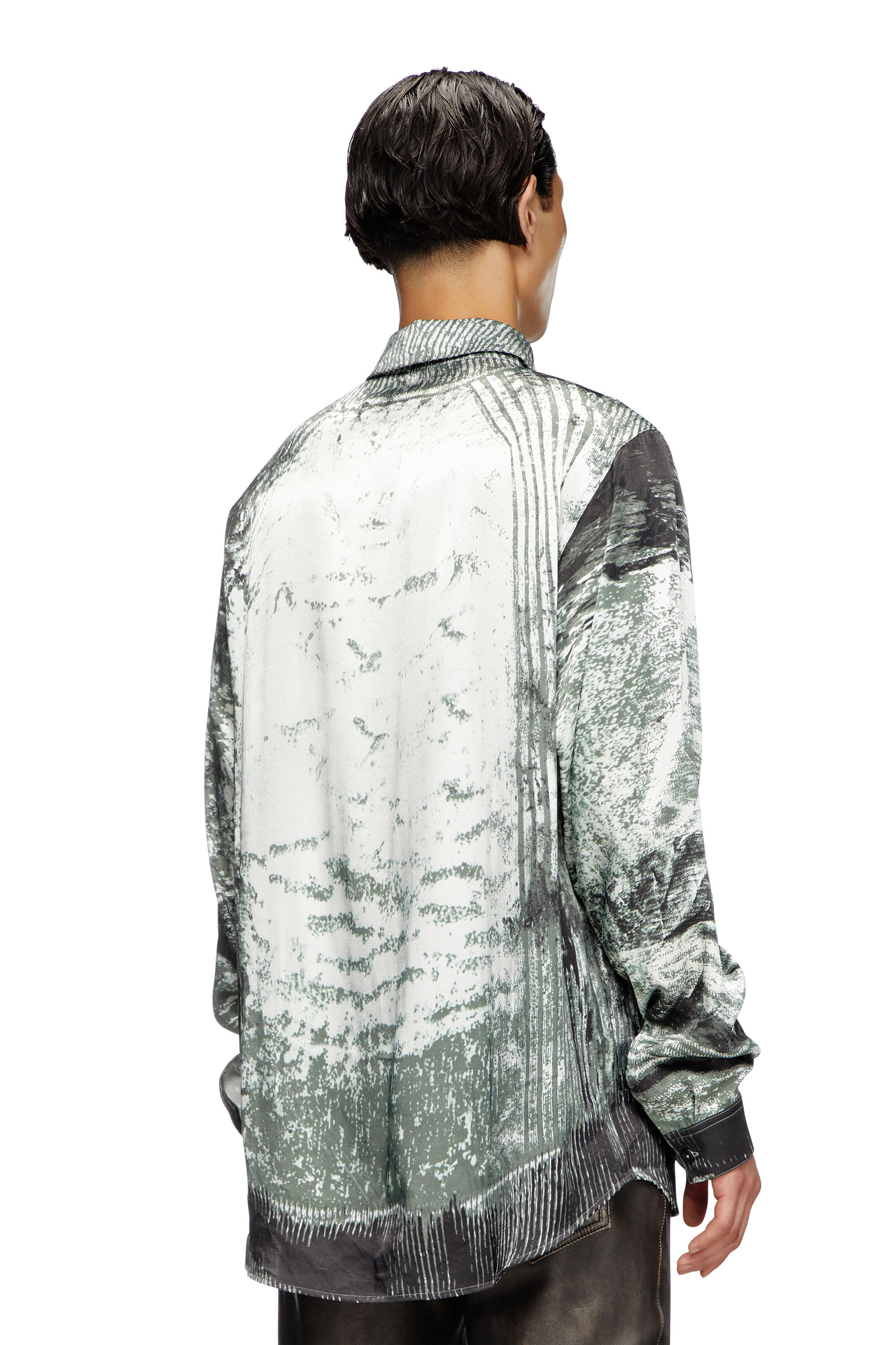 Diesel - S-GACY, Male's Fluid shirt with trompe l'oeil effects in ホワイト/グレー - 5