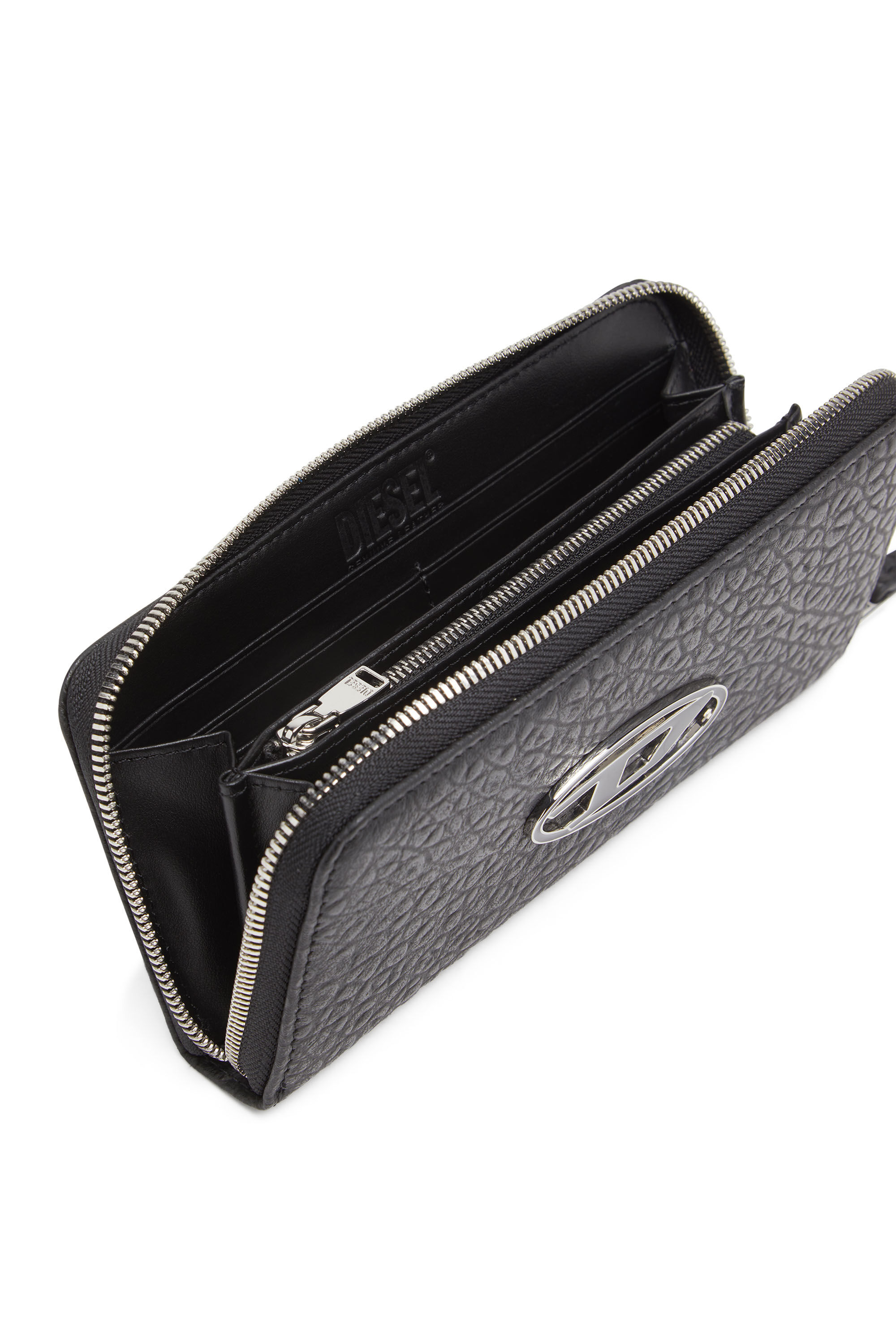 Diesel - GARNET, Male's メンズ カウレザー ラウンドジップ ロングウォレット in ブラック - 3