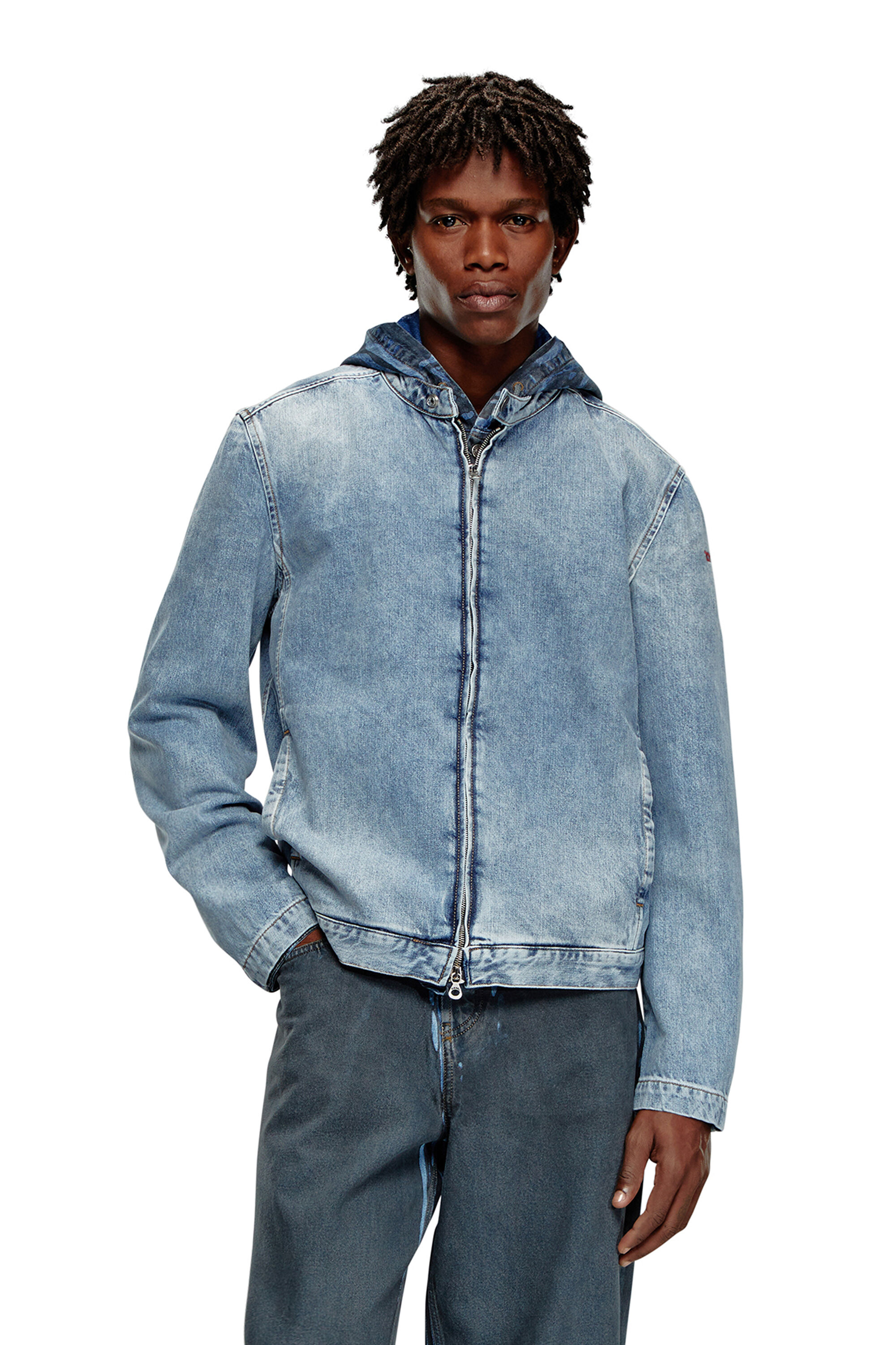 Diesel - D-GLORY, Male's Zipped jacket in denim in ライトブルー - 3