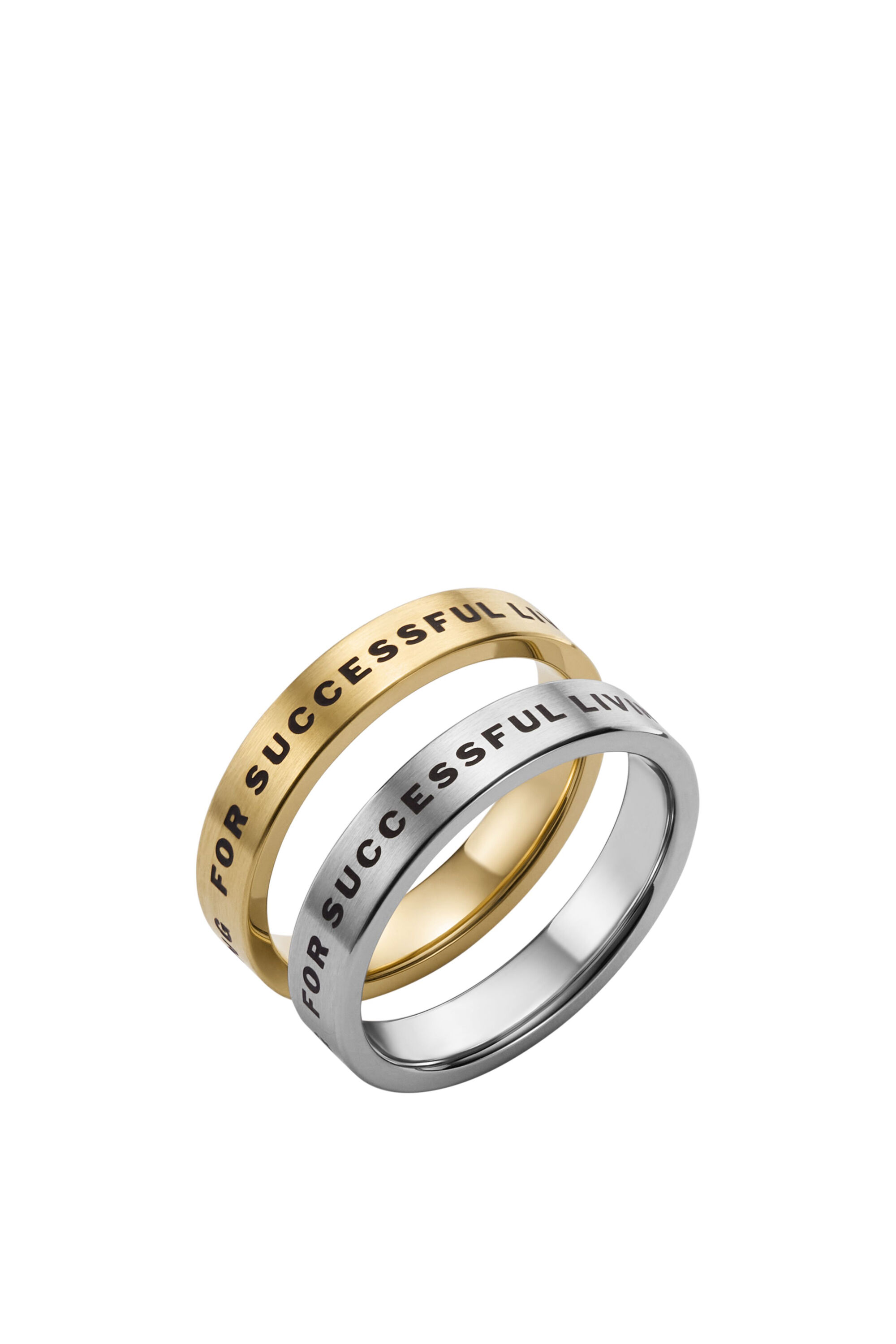 Diesel - DX1442SET, Unisex's Band Rings Set in ゴールド/ホワイト - 1