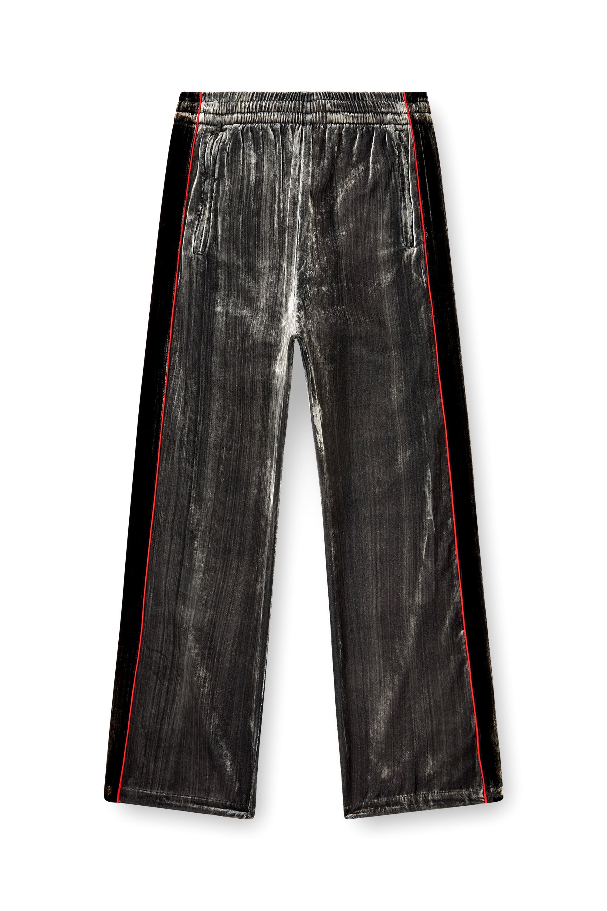 Diesel - P-HAY, Male's Track pants in treated velvet in ダークグレー - 4