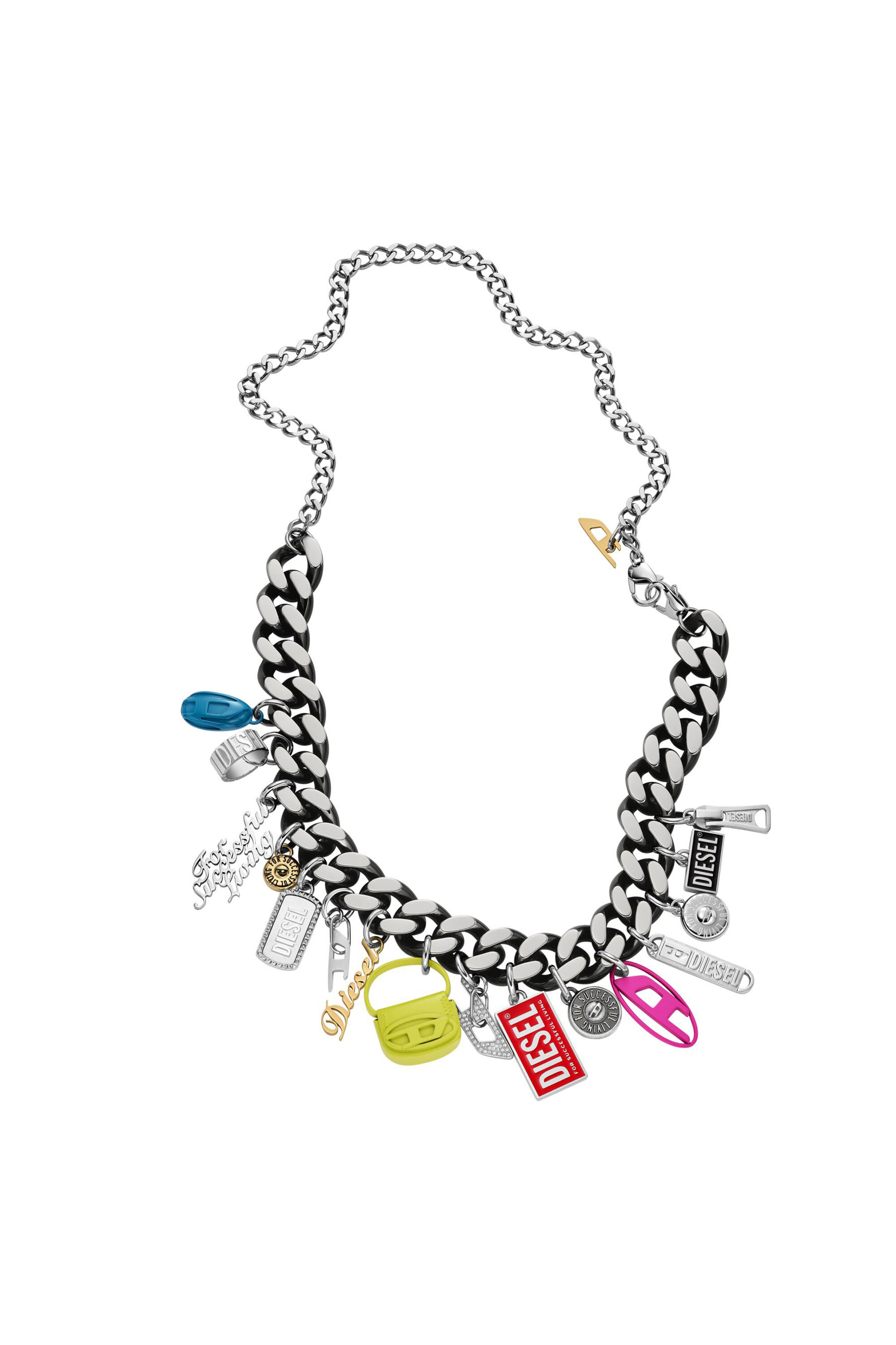Diesel - DX1522 JEWEL, Unisex's Black stainless steel charm chain necklace in マルチカラー - 2