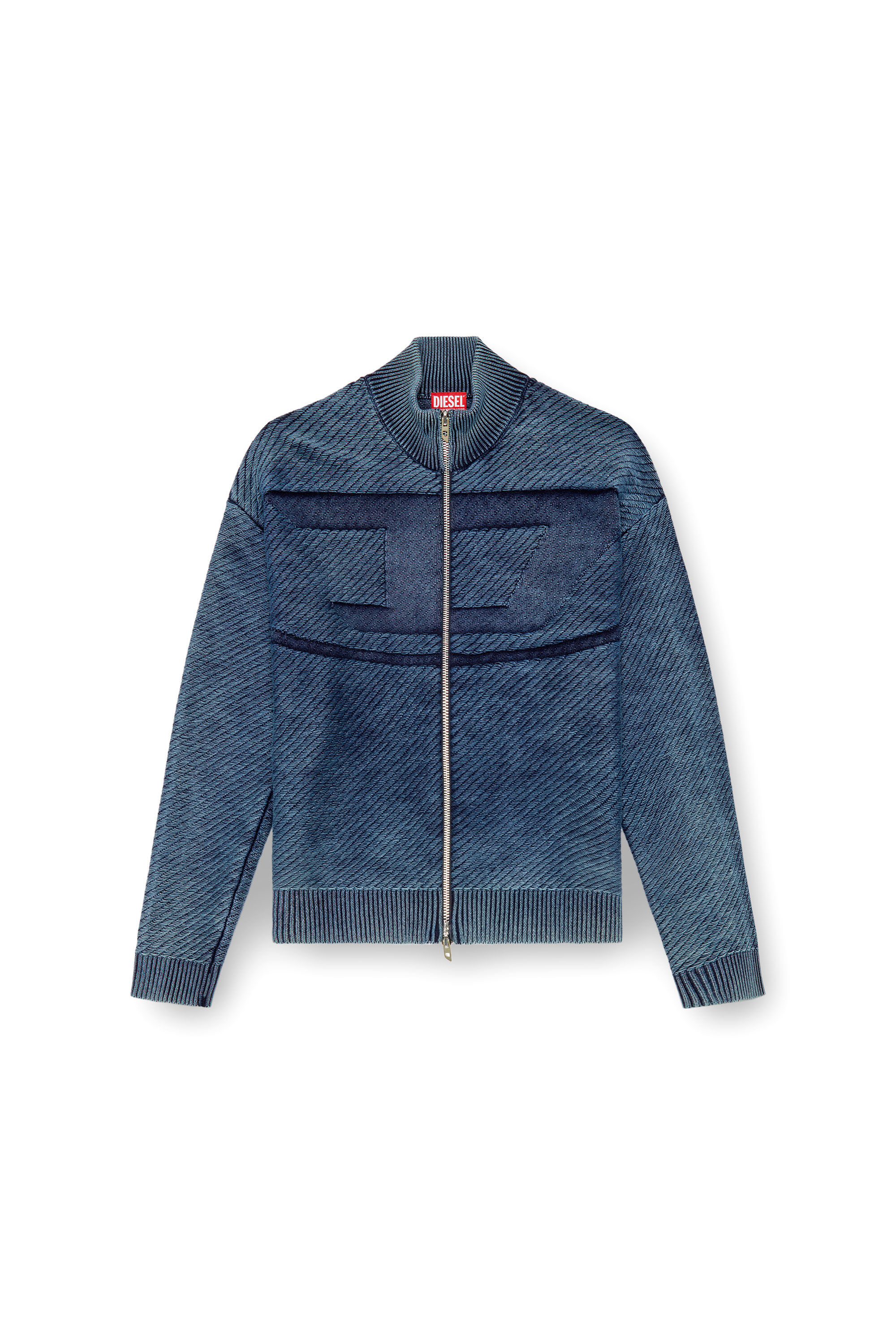 K-KLEVERY-ZIP Denim-effect zip-up cardigan in cotton｜ブルー｜メンズ｜DIESEL
